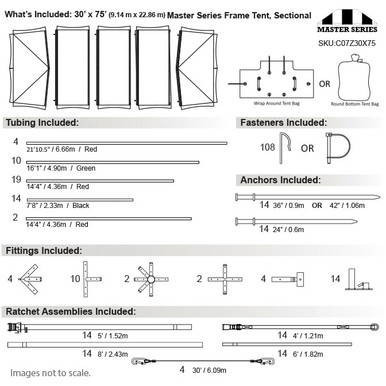 30x75 Master Series Frame Tent Sectional Top - Complete