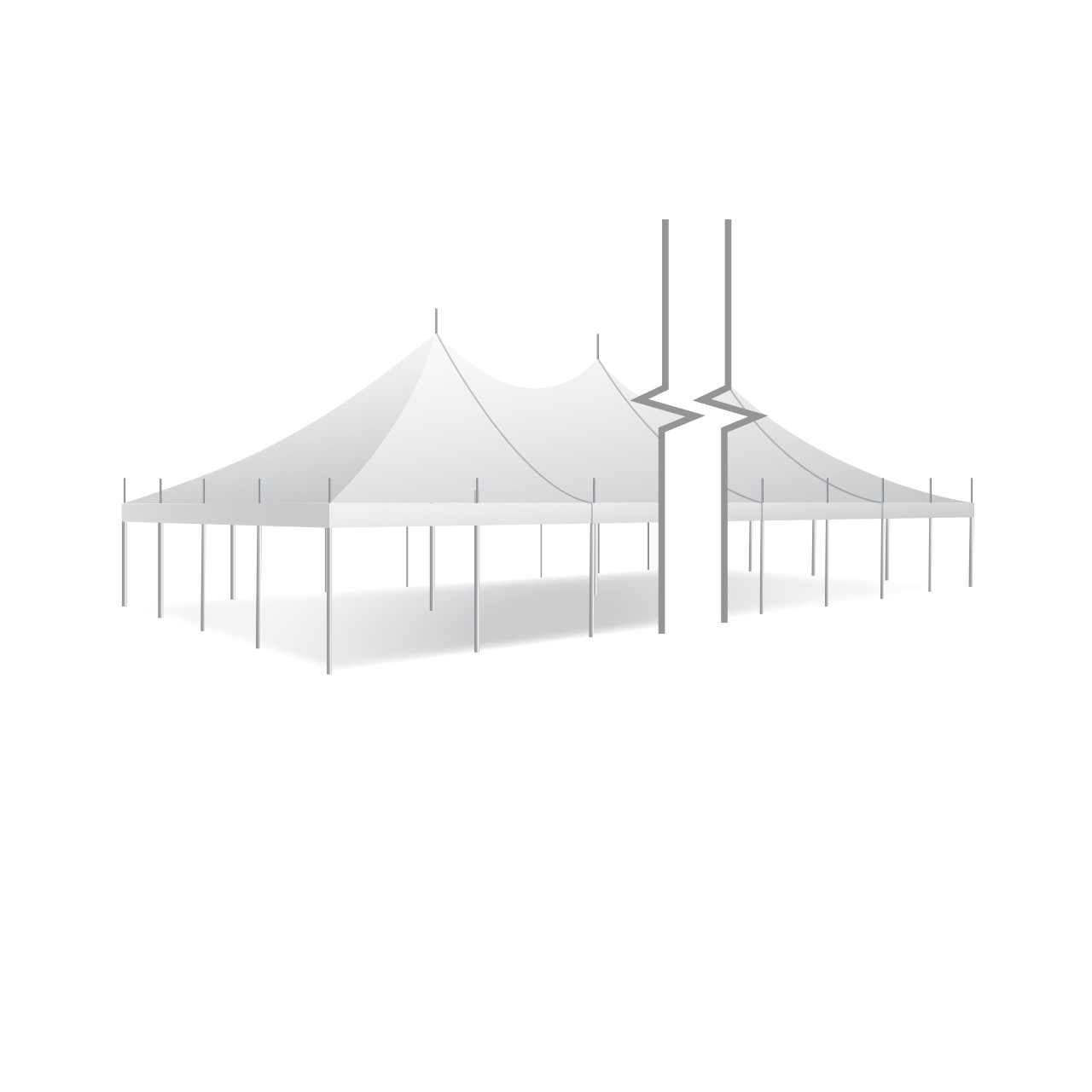 30' x 165' Premiere I Series High Peak Pole Tent, Sectional Tent Top, Complete
