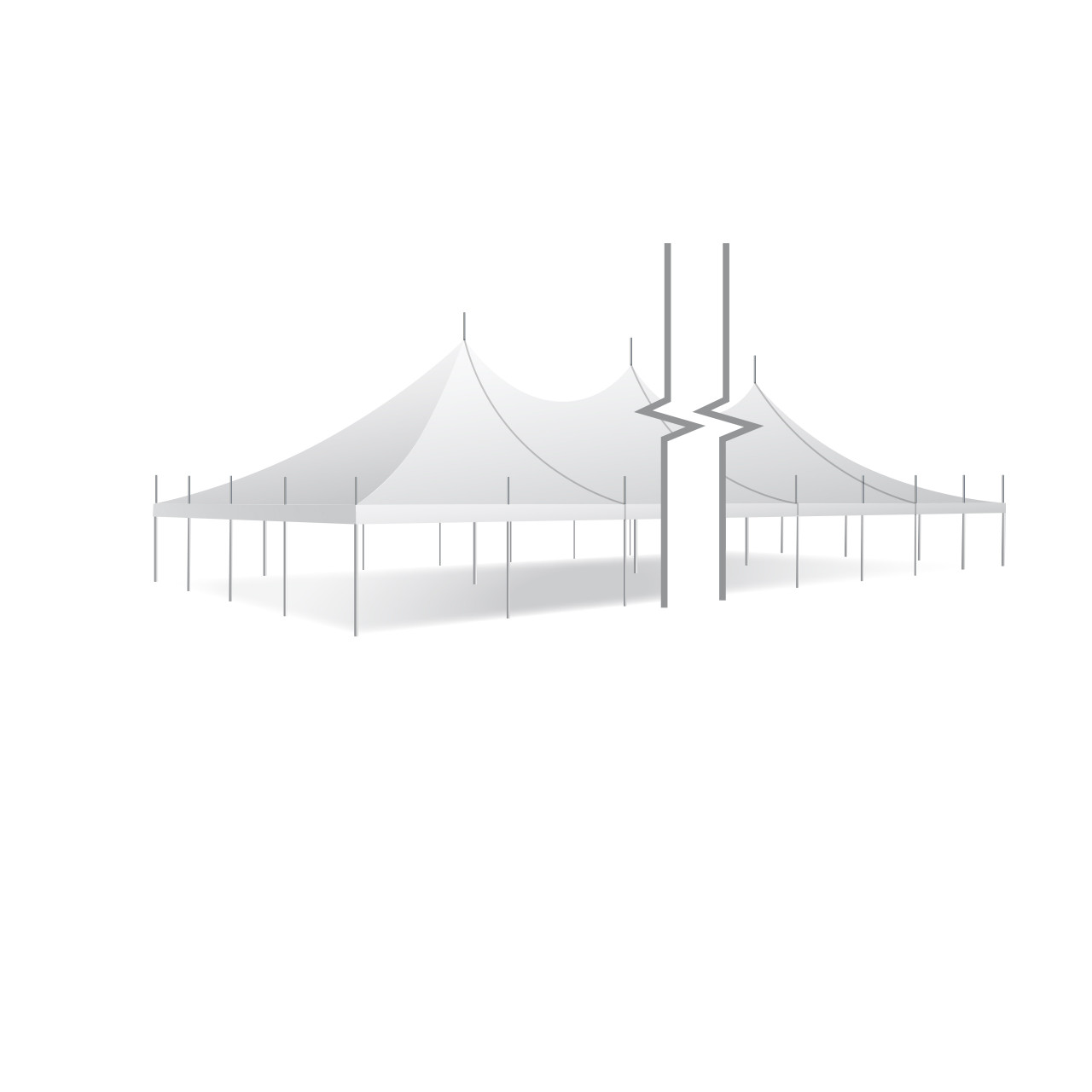 40' x 100' Premiere I Series High Peak Pole Tent, Sectional Tent Top, Complete
