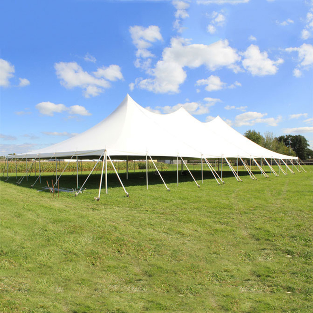 60' x 120' Premiere II Series High Peak Pole Tent, Sectional Tent Top, Complete