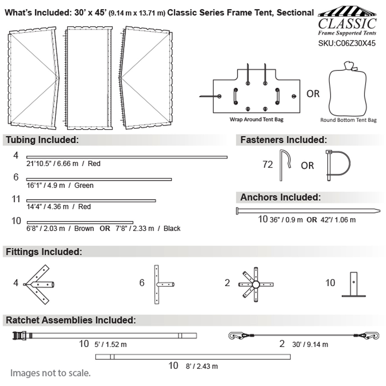 30' x 45' Classic Series Frame Tent, Sectional Tent Top, Complete