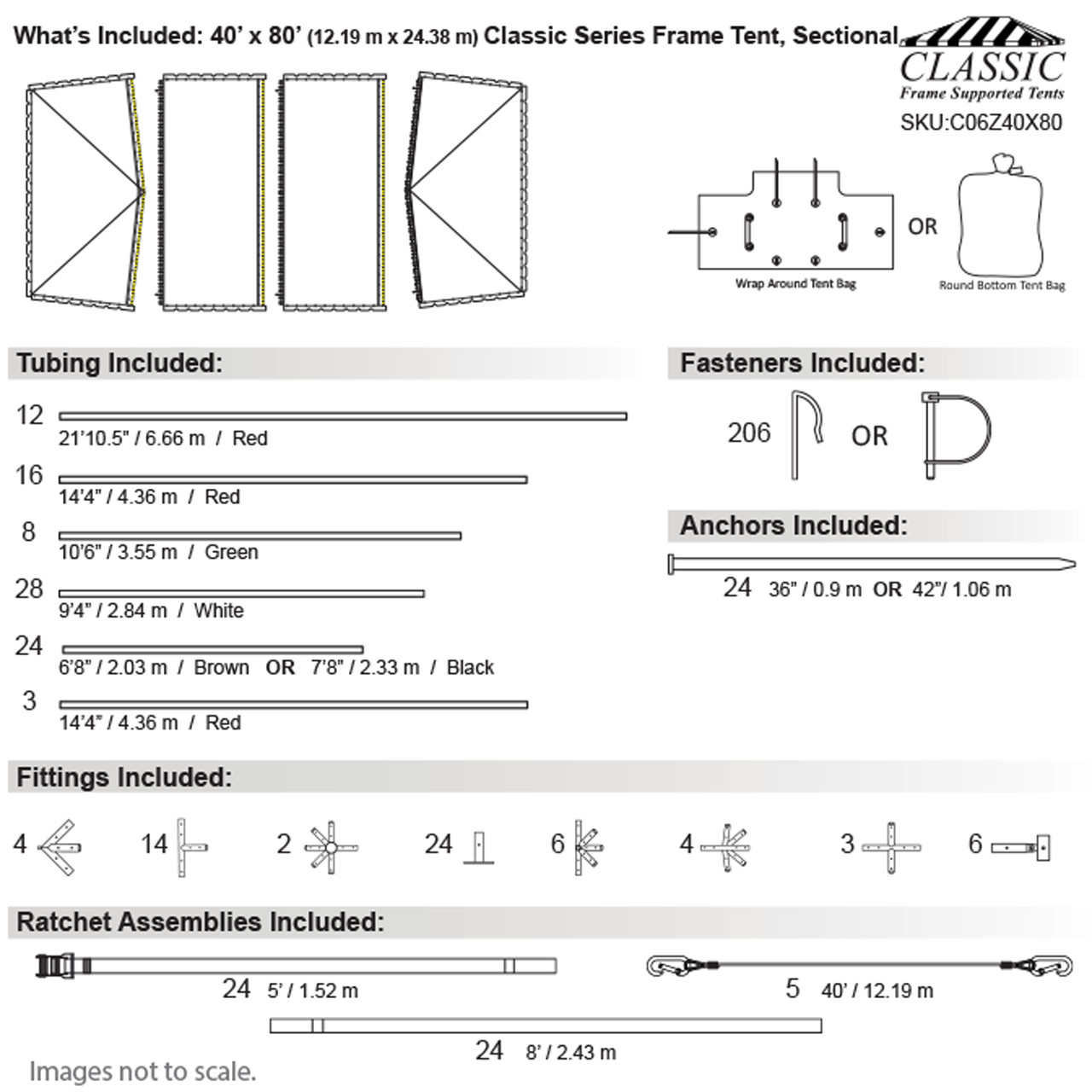 40' x 80' Classic Series Frame Tent, Sectional Tent Top, Complete