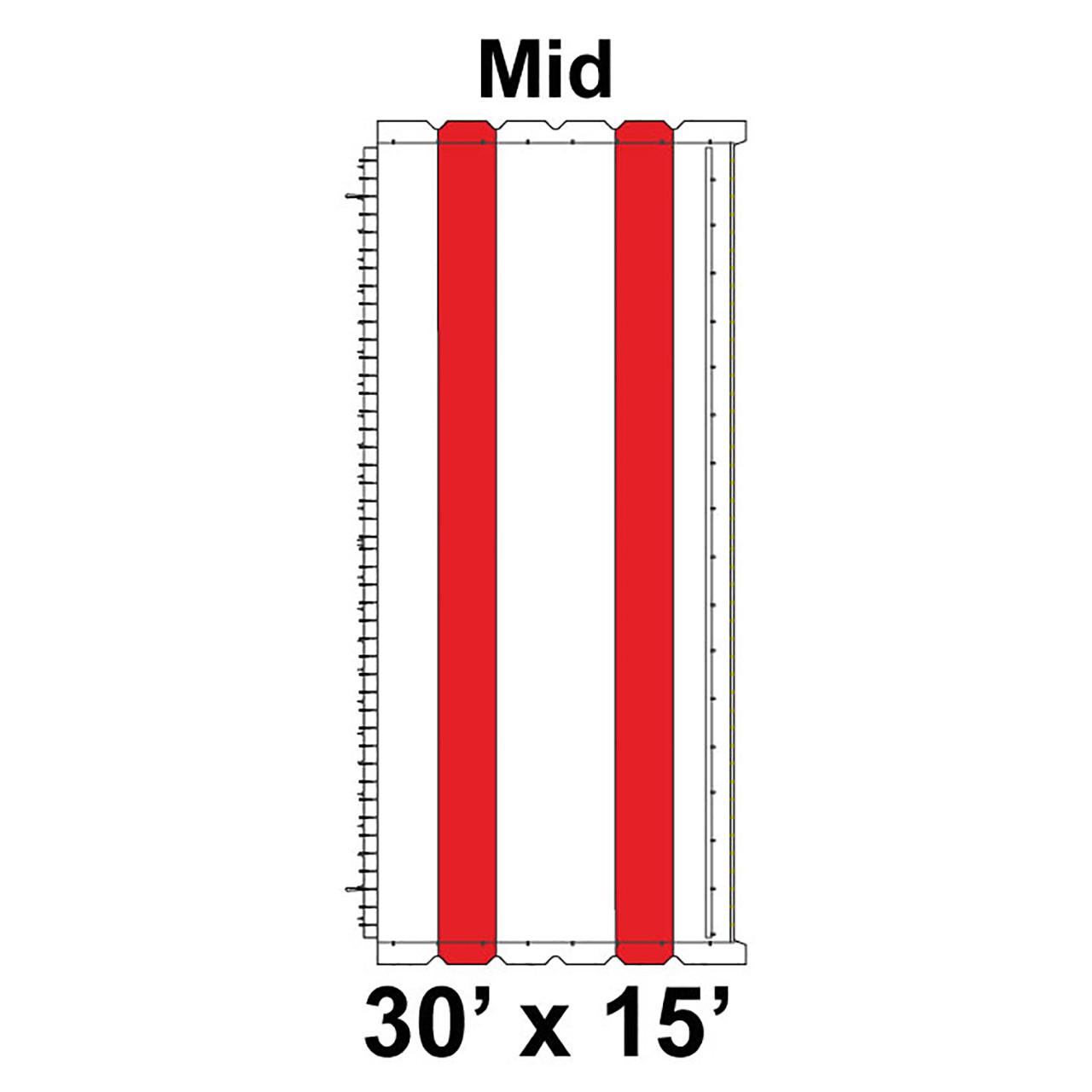 30' x 15' Classic Pole Tent Mid, 16 oz. Ratchet Top, White and Red