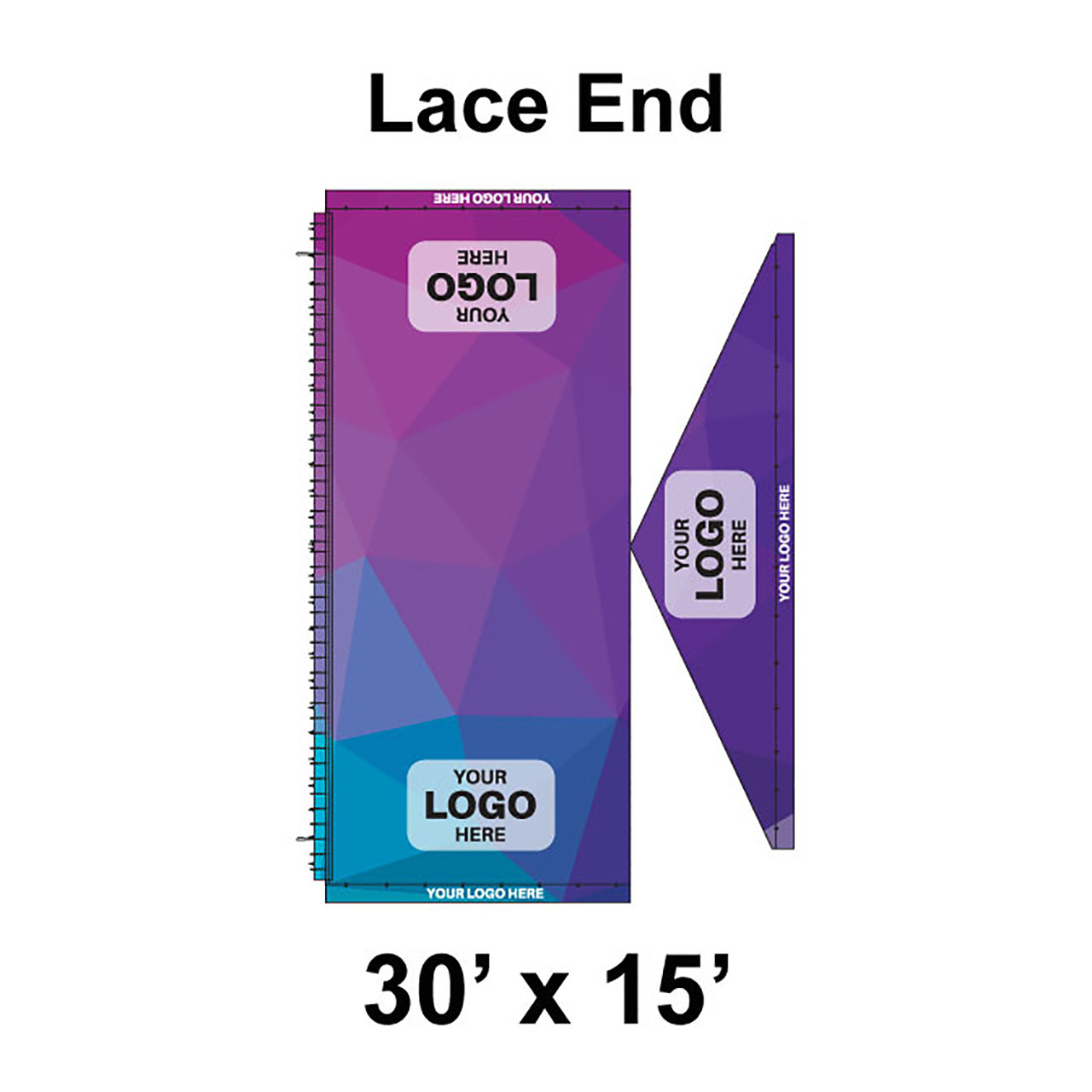 30' x 15' Gable Frame Tent Lace End,16 oz. Ratchet Top, Full Digital Print