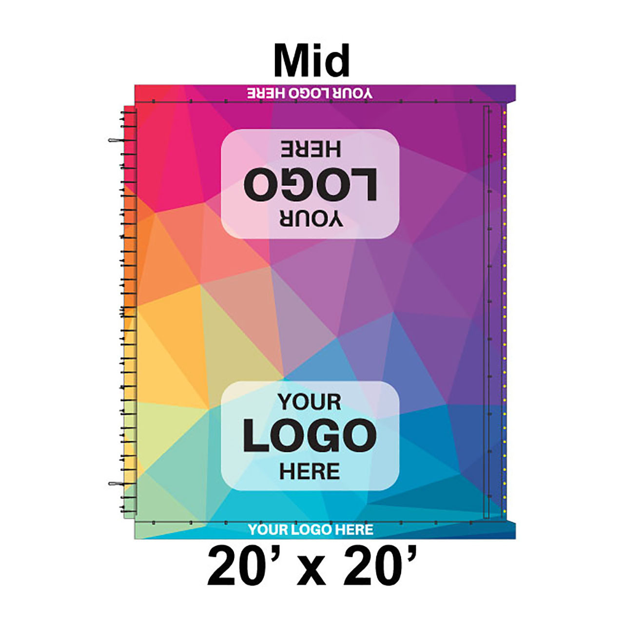 20' x 20' Classic Pole Tent Mid, Ratchet Top, Full Digital Print