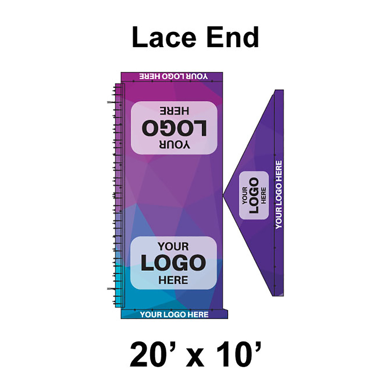 20' x 10' Gable Tent Lace End, Ratchet Top, Full Digital Print
