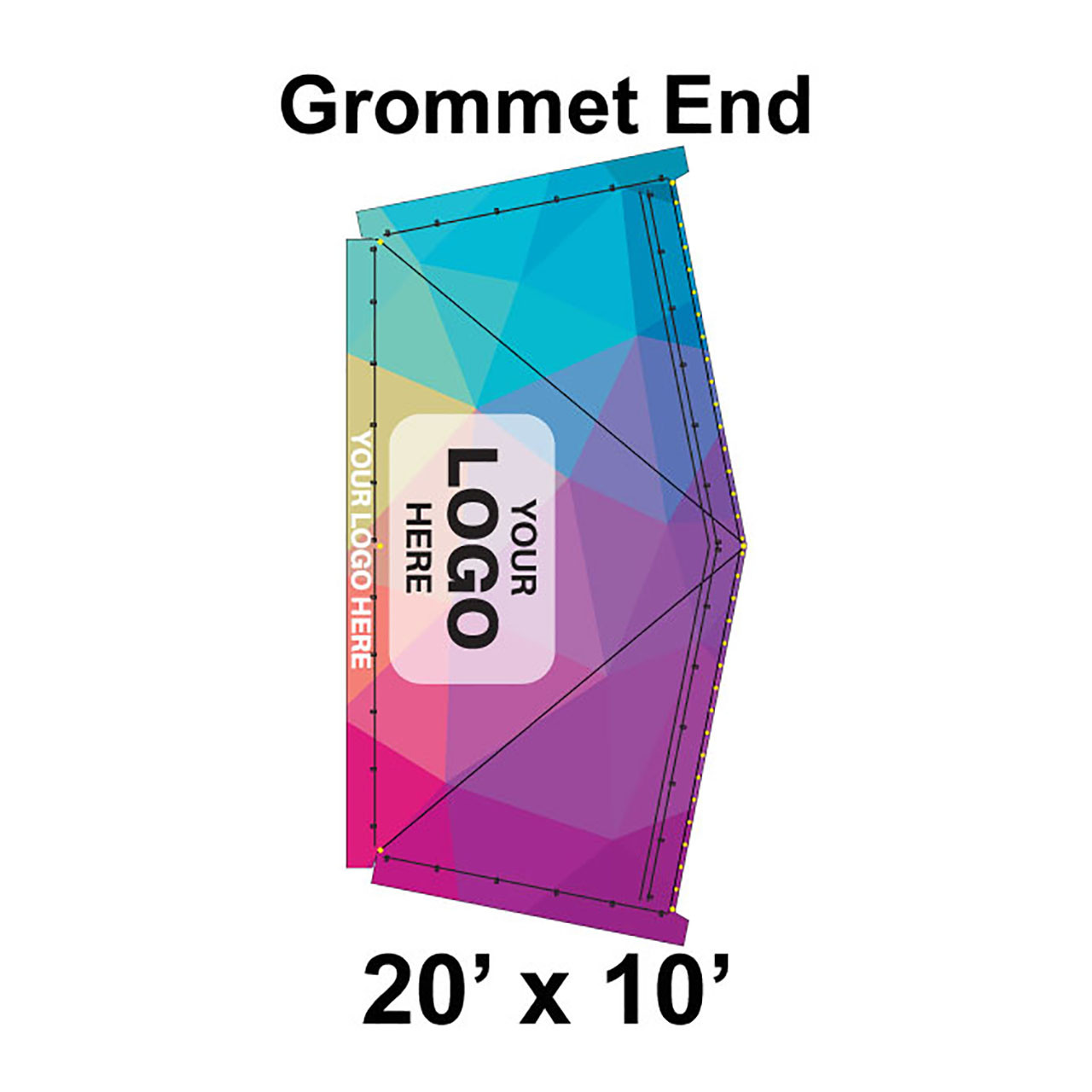 20' x 10' Classic Pole Tent Grommet End, Ratchet Top, Full Digital Print