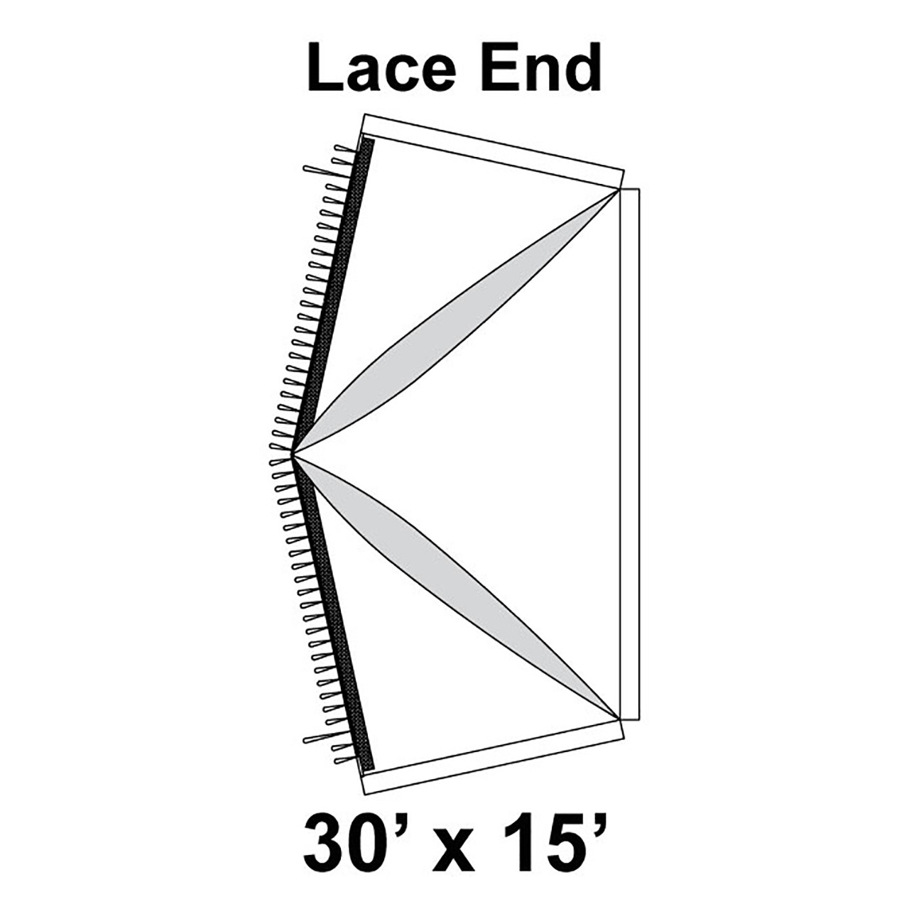 30' x 15' Premiere I High Peak Tent Lace End, 16 oz. Ratchet Top, Solid White