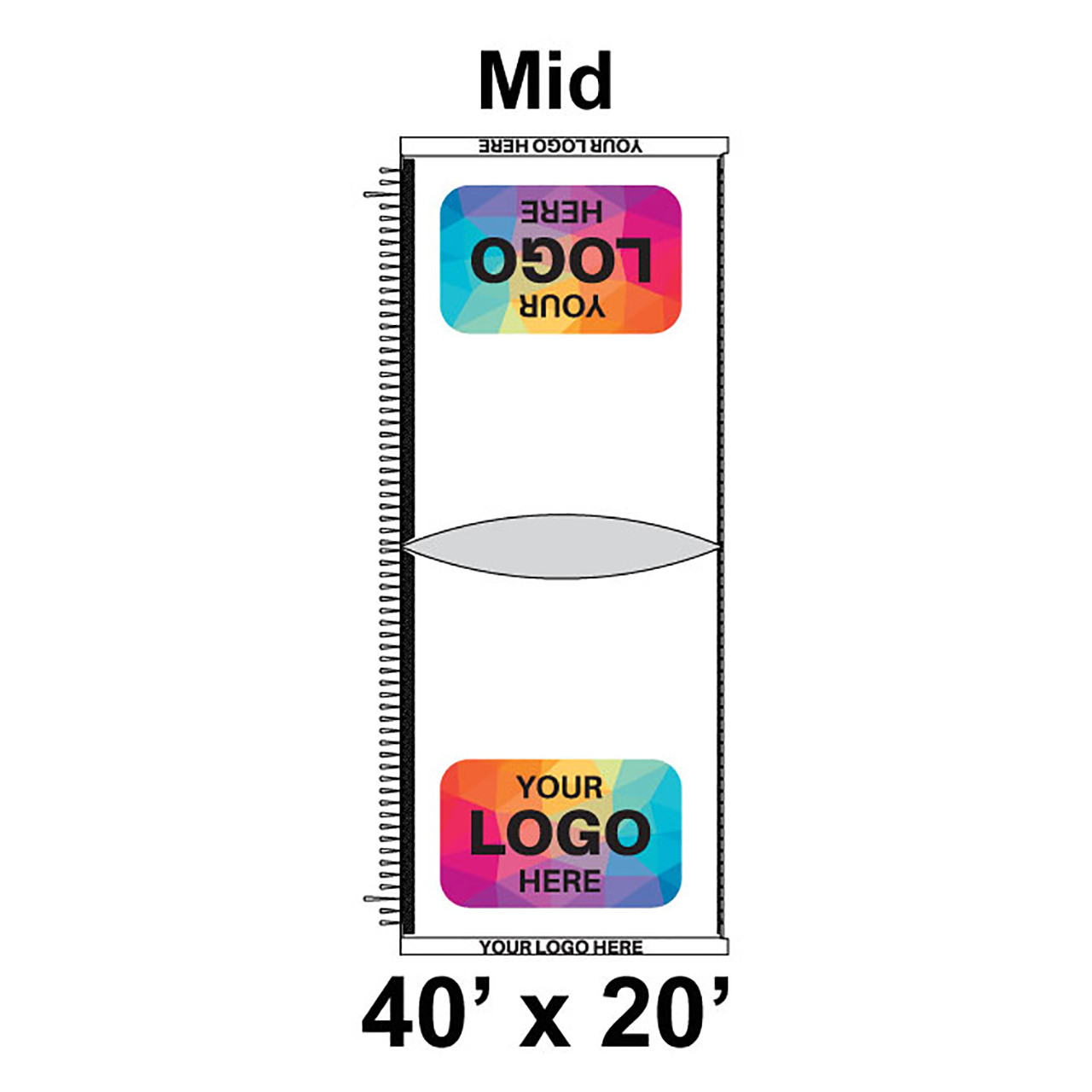 40' x 20' Premiere I High Peak Tent Mid, 16 oz. Ratchet Top, Logo/Valance Print Only