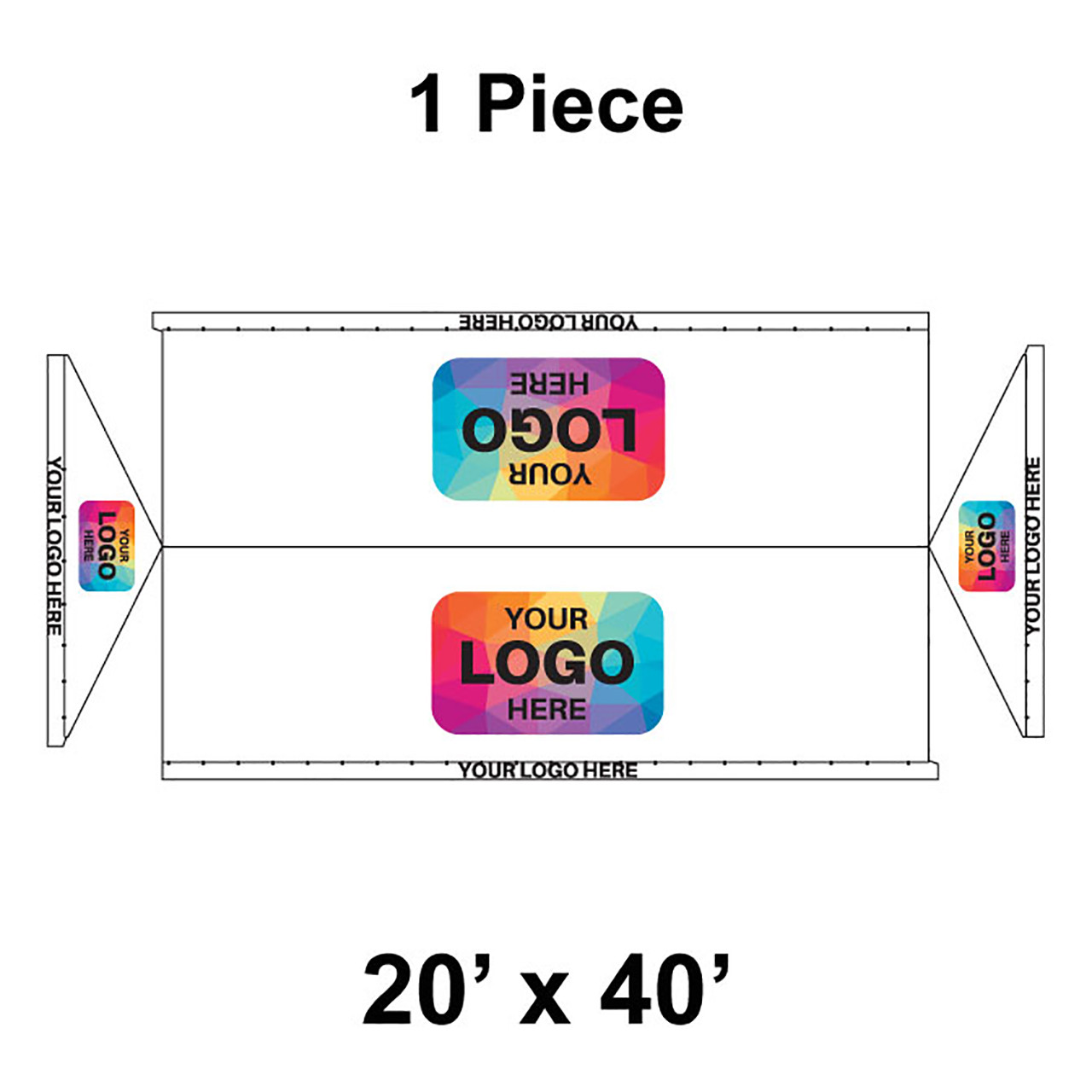 20' x 40' Gable Frame Tent, 1 Piece, 16 oz. Ratchet Top, Logo/Valance Print Only