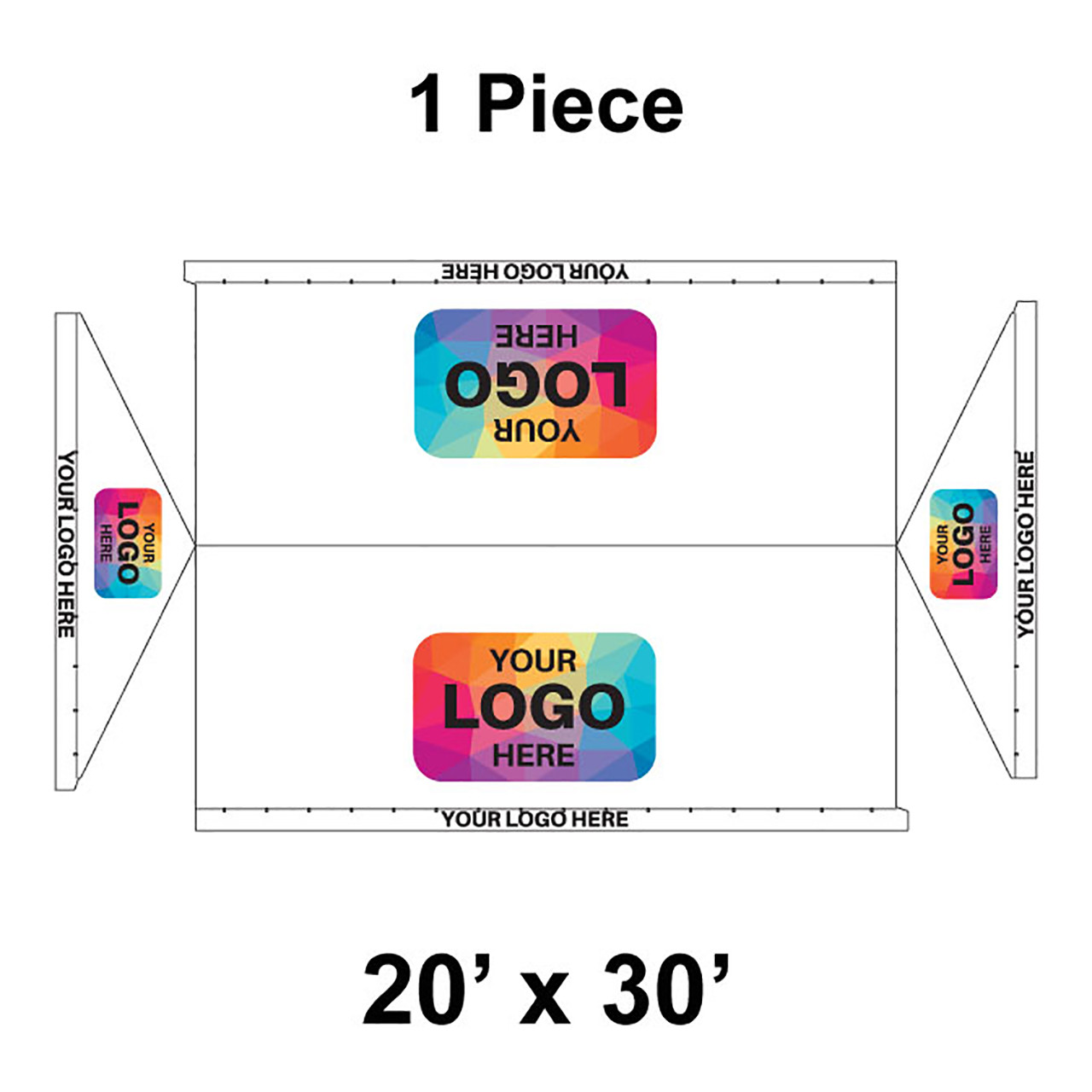 20' x 30' Gable Frame Tent, 1 Piece, 16 oz. Ratchet Top, Logo/Valance Print Only
