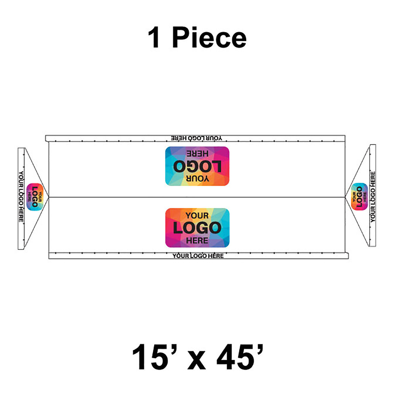 15' x 45' Gable Frame Tent, 1 Piece, 16 oz. Ratchet Top, Logo/Valance Print Only