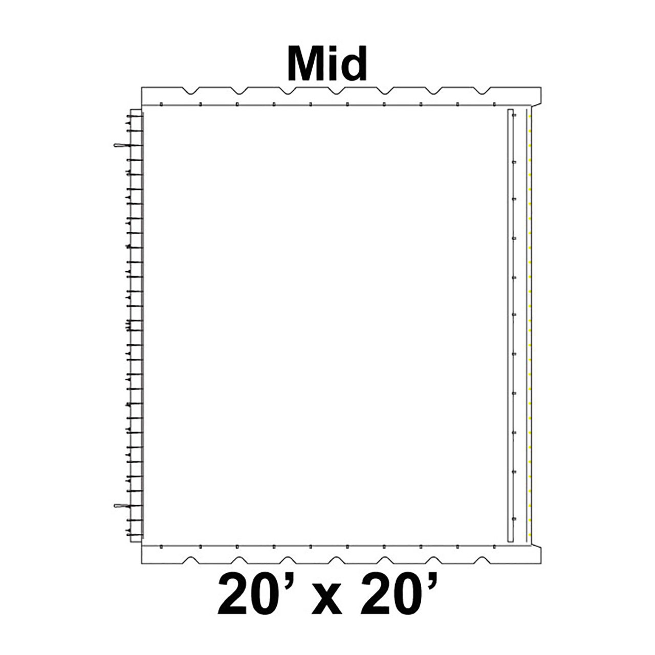 20' x 20' Classic Frame Tent Mid, 16 oz. Ratchet Top, Solid White