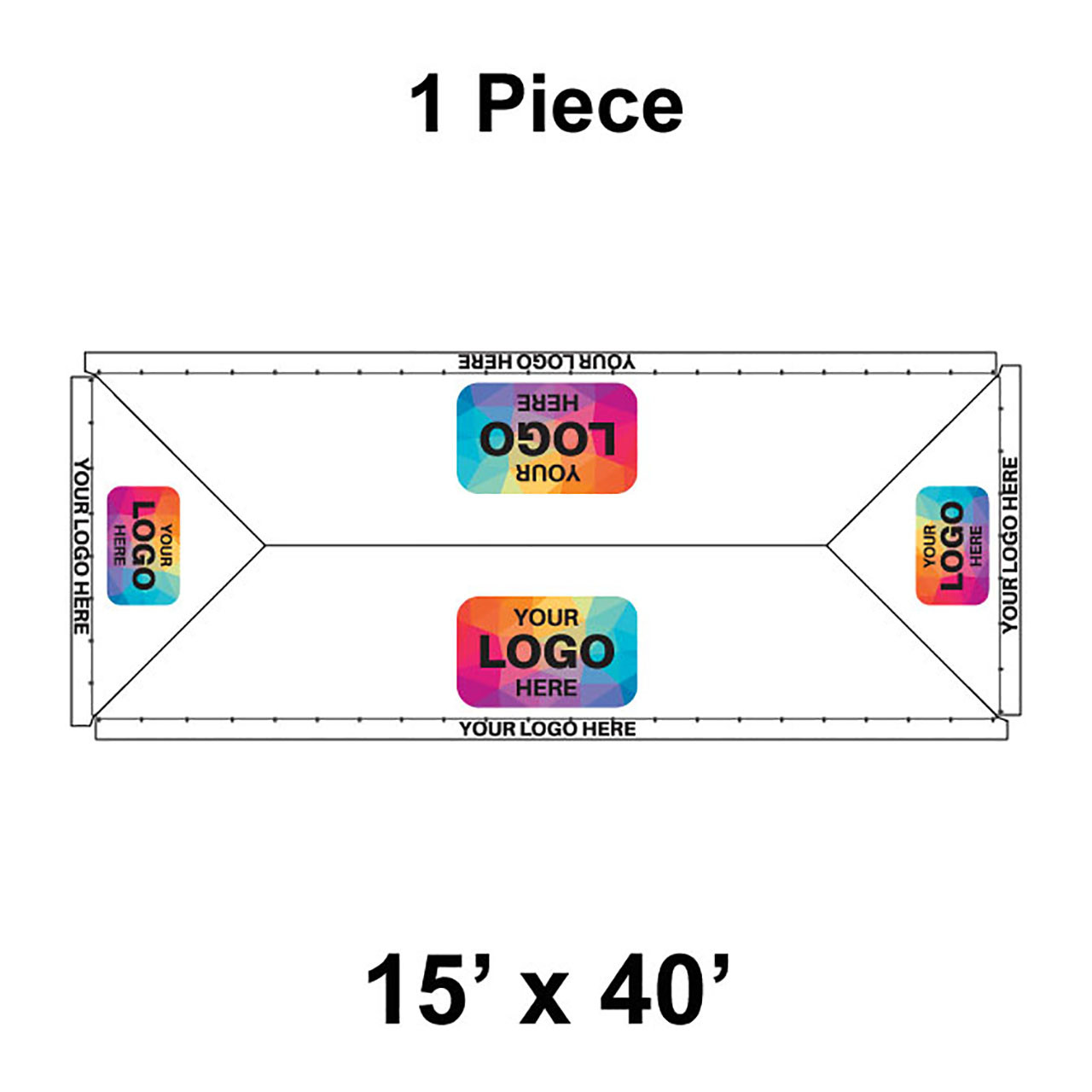 15' x 40' Classic Frame Tent, 1 Piece, 16 oz. Ratchet Top, Logo/Valance Print Only