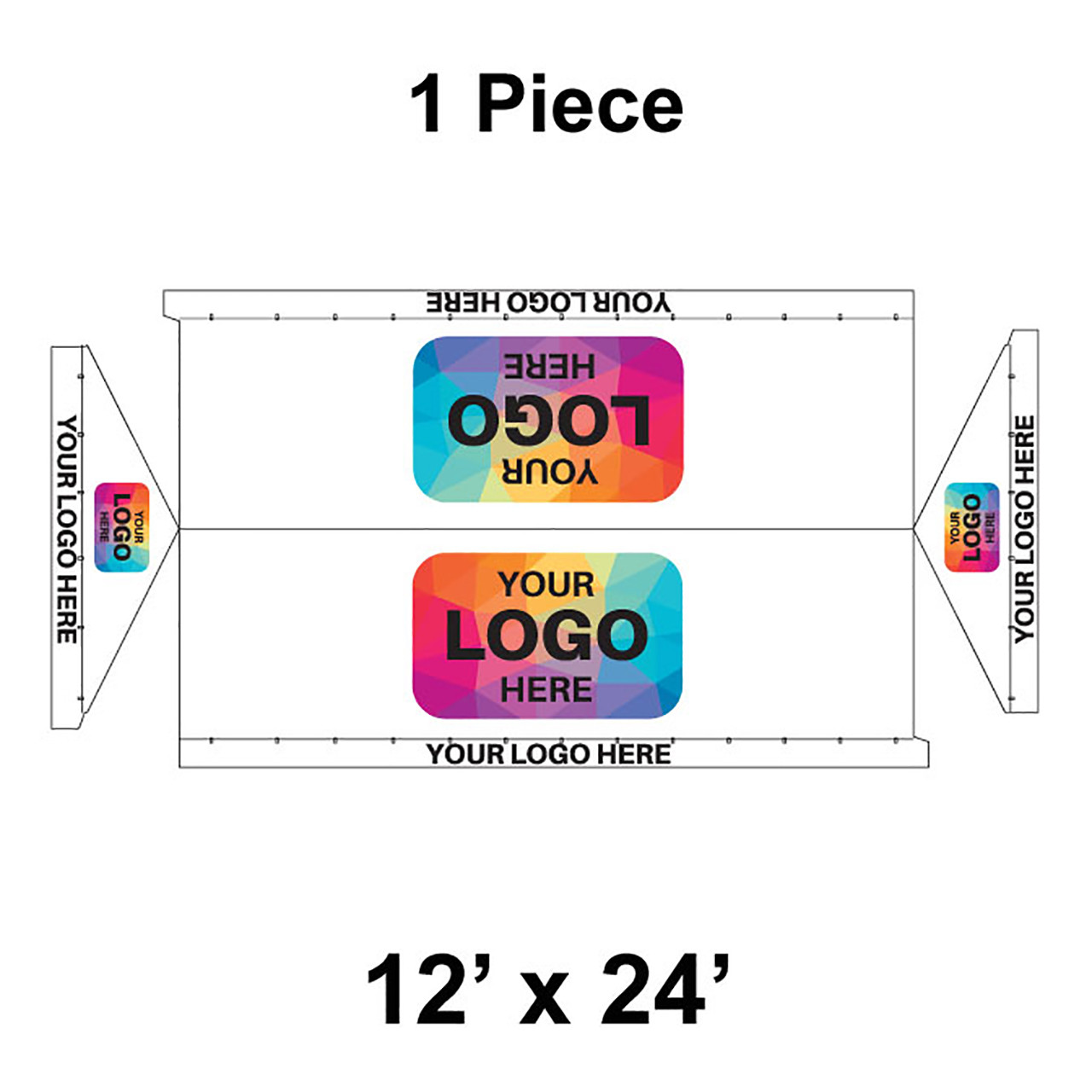 12' x 24' Gable Frame Tent, 1 Piece, 16 oz. Ratchet Top, Logo/Valance Print Only