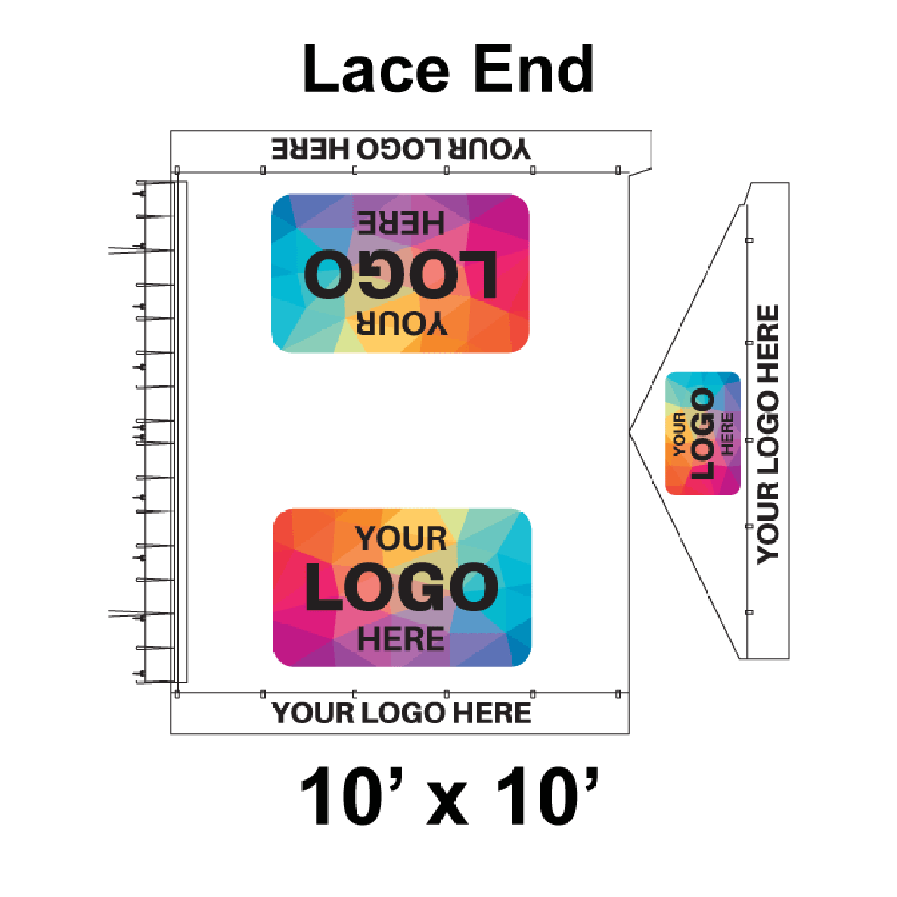 10' x 10' Gable Frame Tent Lace End, 16 oz. Ratchet Top, Logo/Valance Print Only