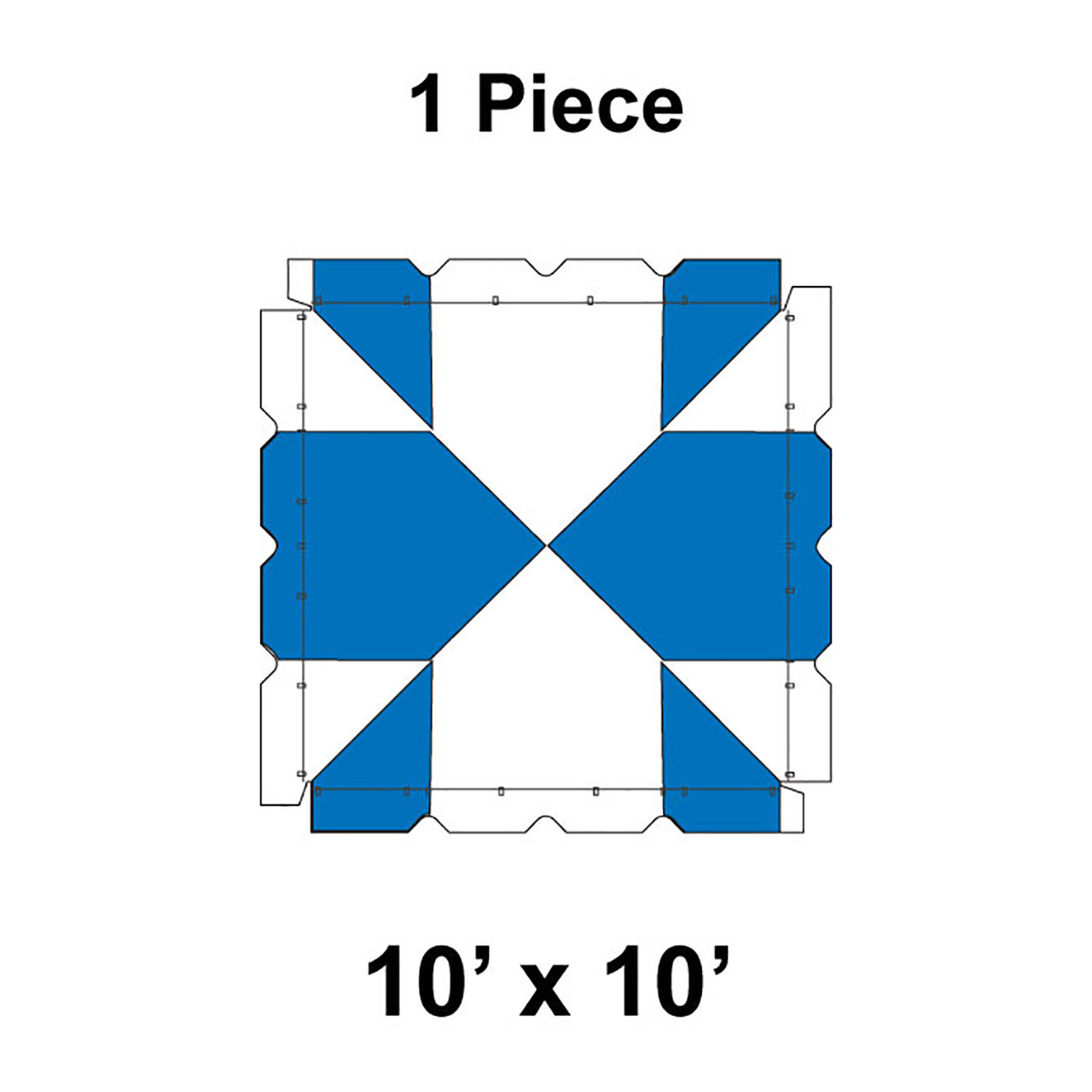 10' x 10' Classic Frame Tent, 1 Piece, 16 oz. Ratchet Top, White and Blue