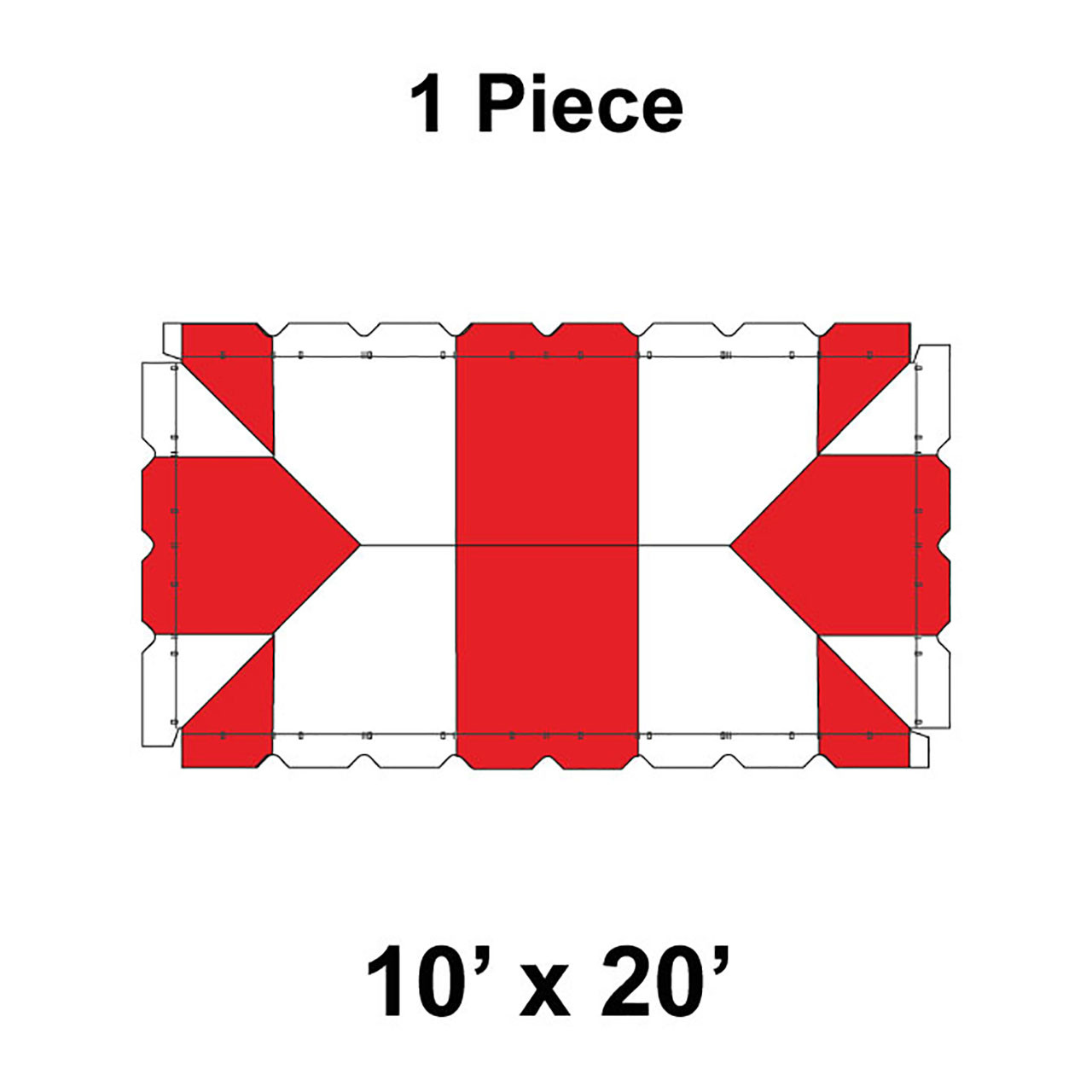 10' x 20' Classic Frame Tent, 1 Piece, 16 oz. Ratchet Top, White and Red
