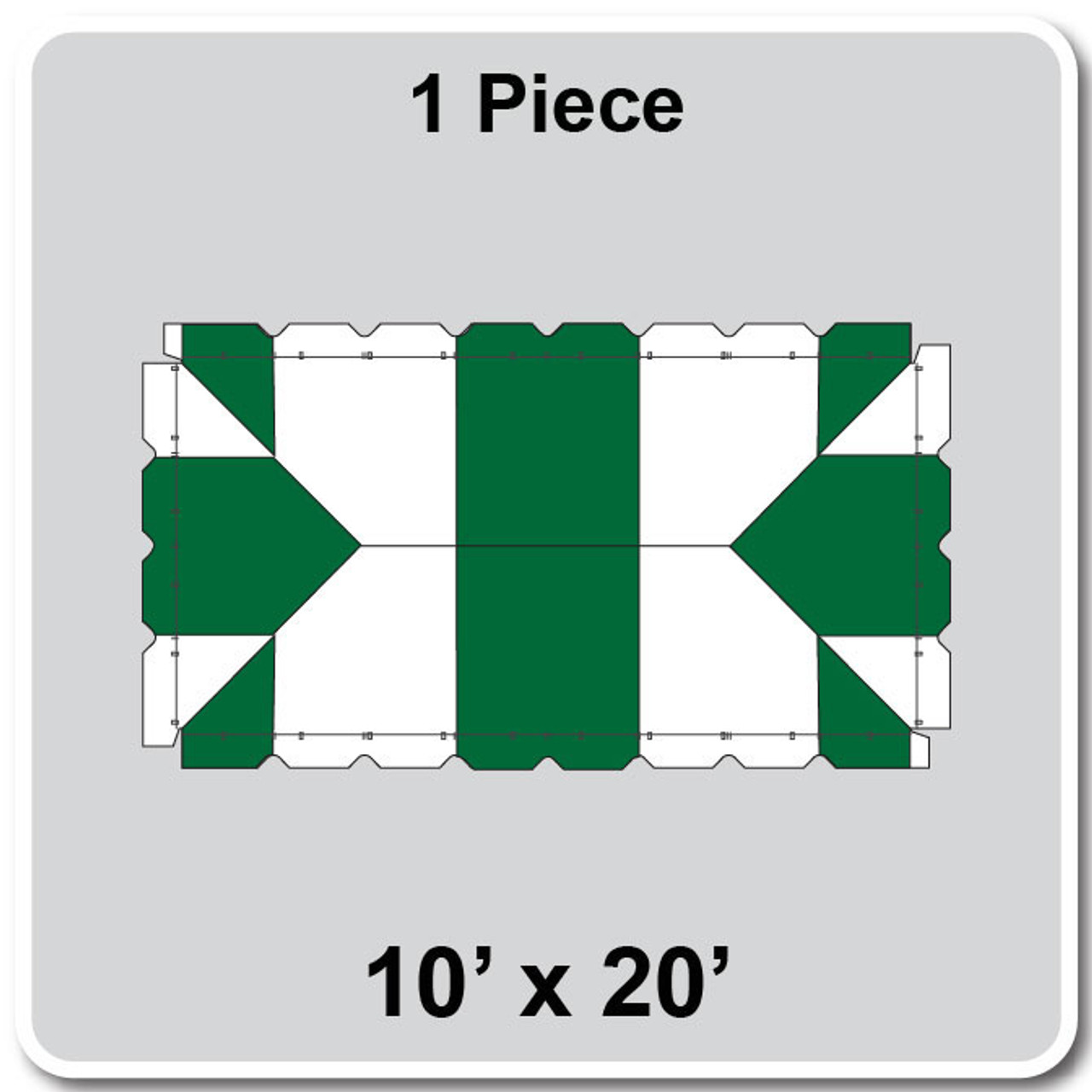 10' x 20' Classic Frame Tent, 1 Piece, 16 oz. Ratchet Top, White and Forest Green