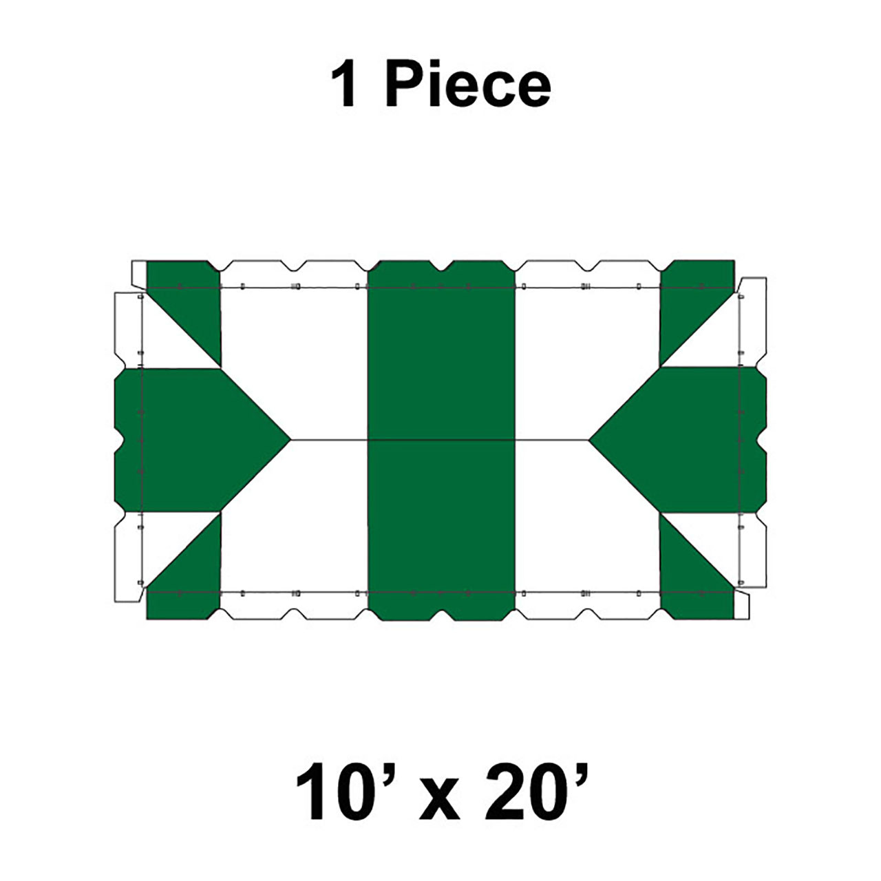 10' x 20' Classic Frame Tent, 1 Piece, 16 oz. Ratchet Top, White and Forest Green