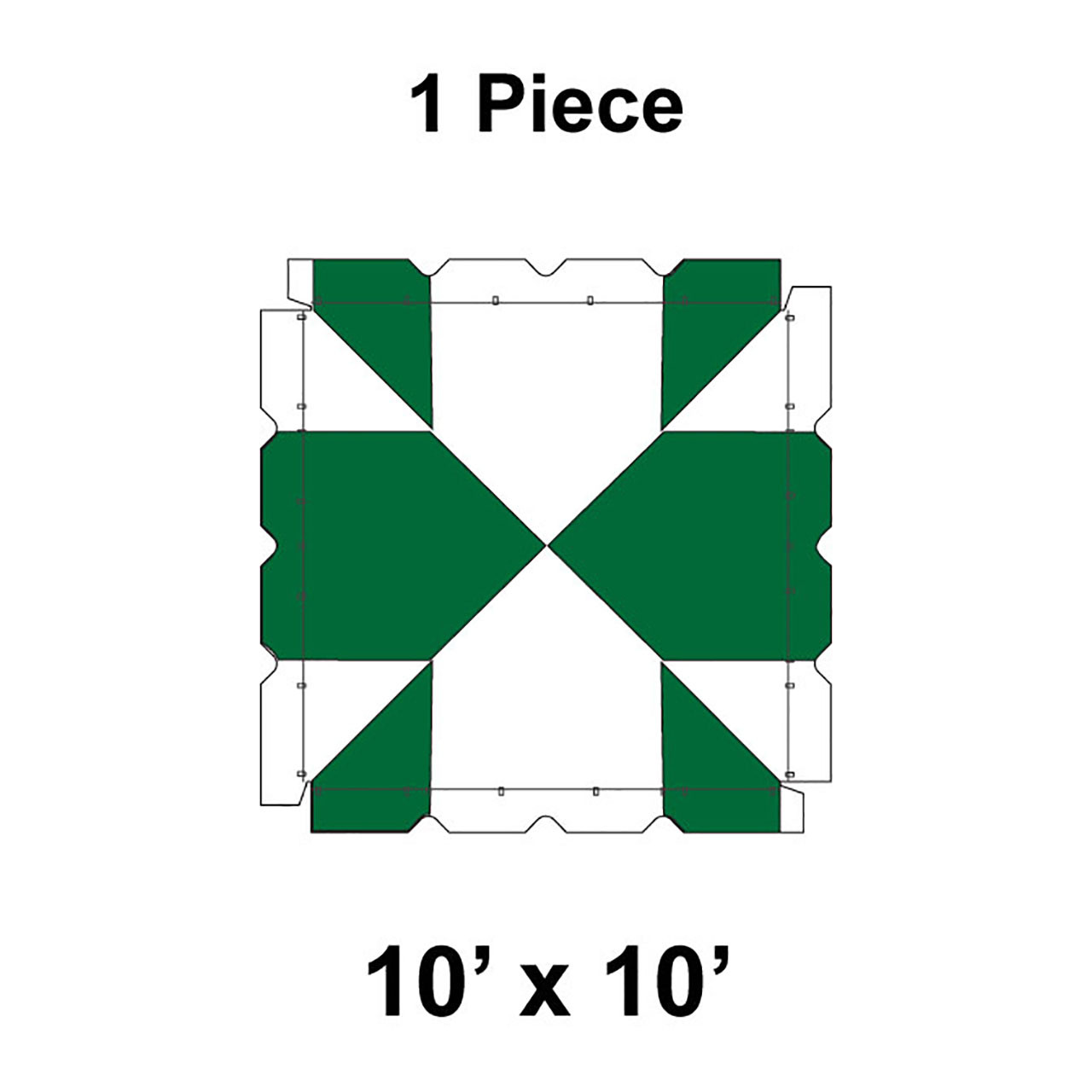 10' x 10' Classic Frame Tent, 1 Piece, 16 oz. Ratchet Top, White and Green