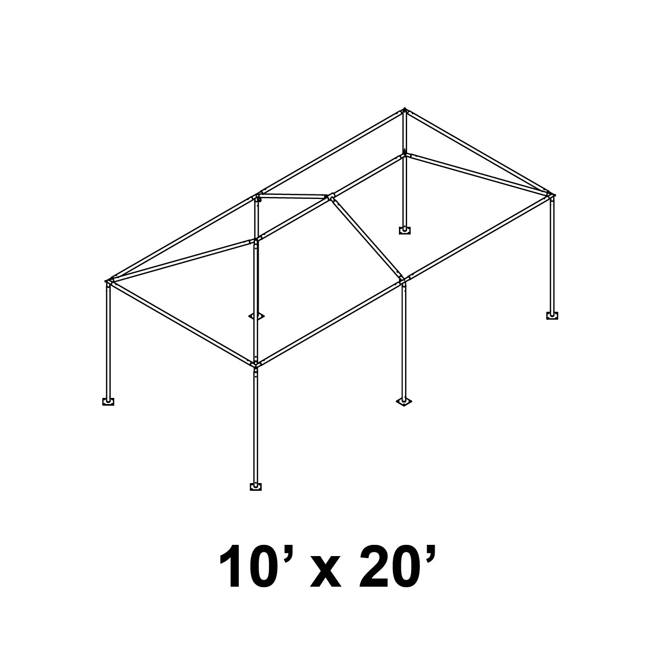 10' x 20' Classic Frame Aluminum Single Tube 8' Pole and Fitting Kit