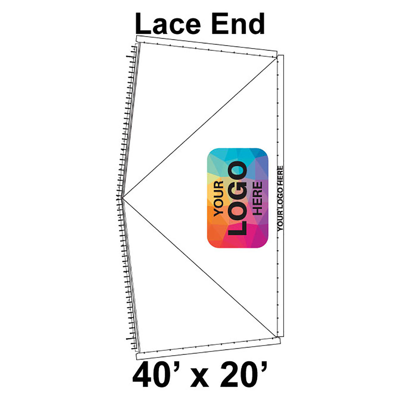 40' x 20' Classic Frame Tent Top, Lace End