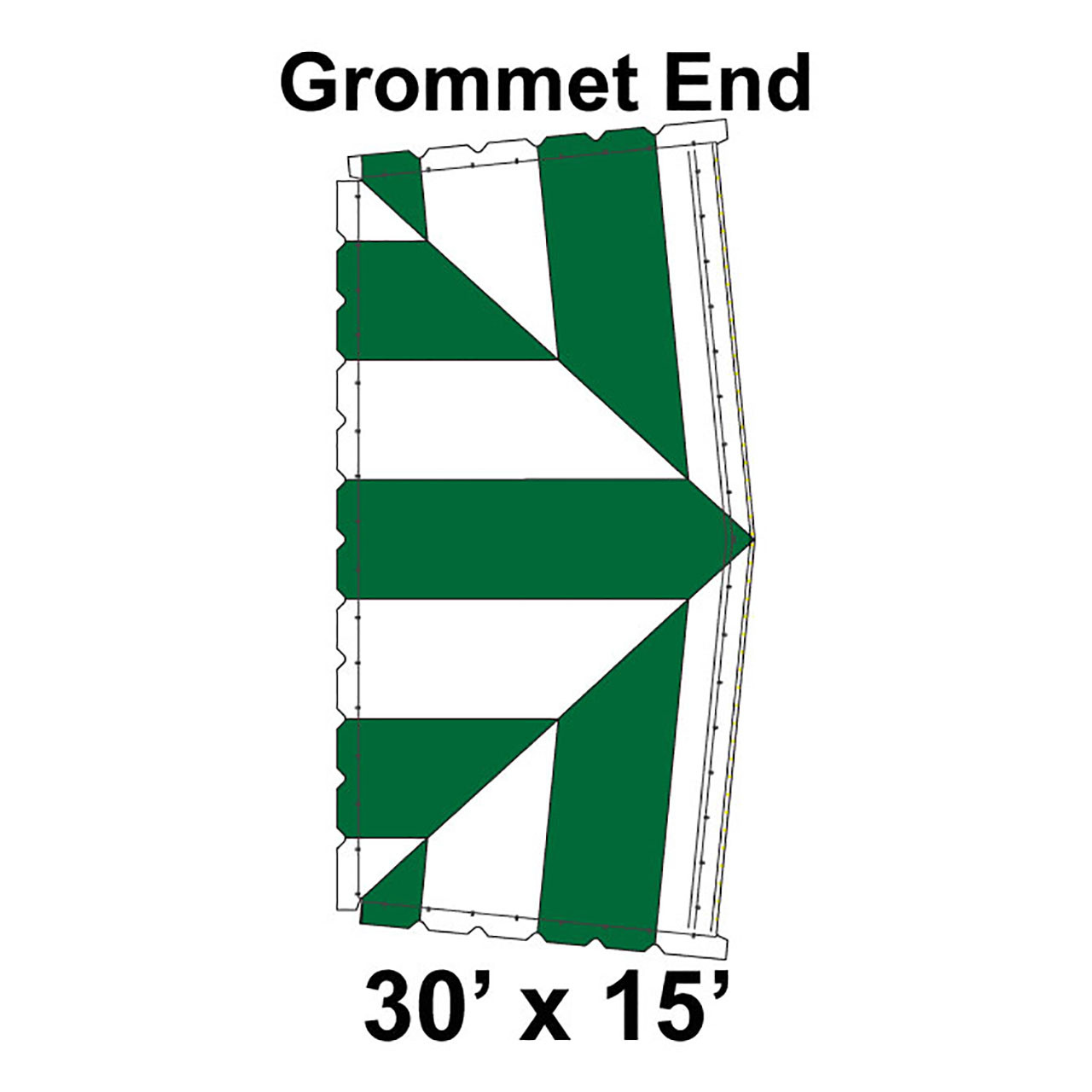 30' x 15' Classic Frame Tent Top, Grommet End