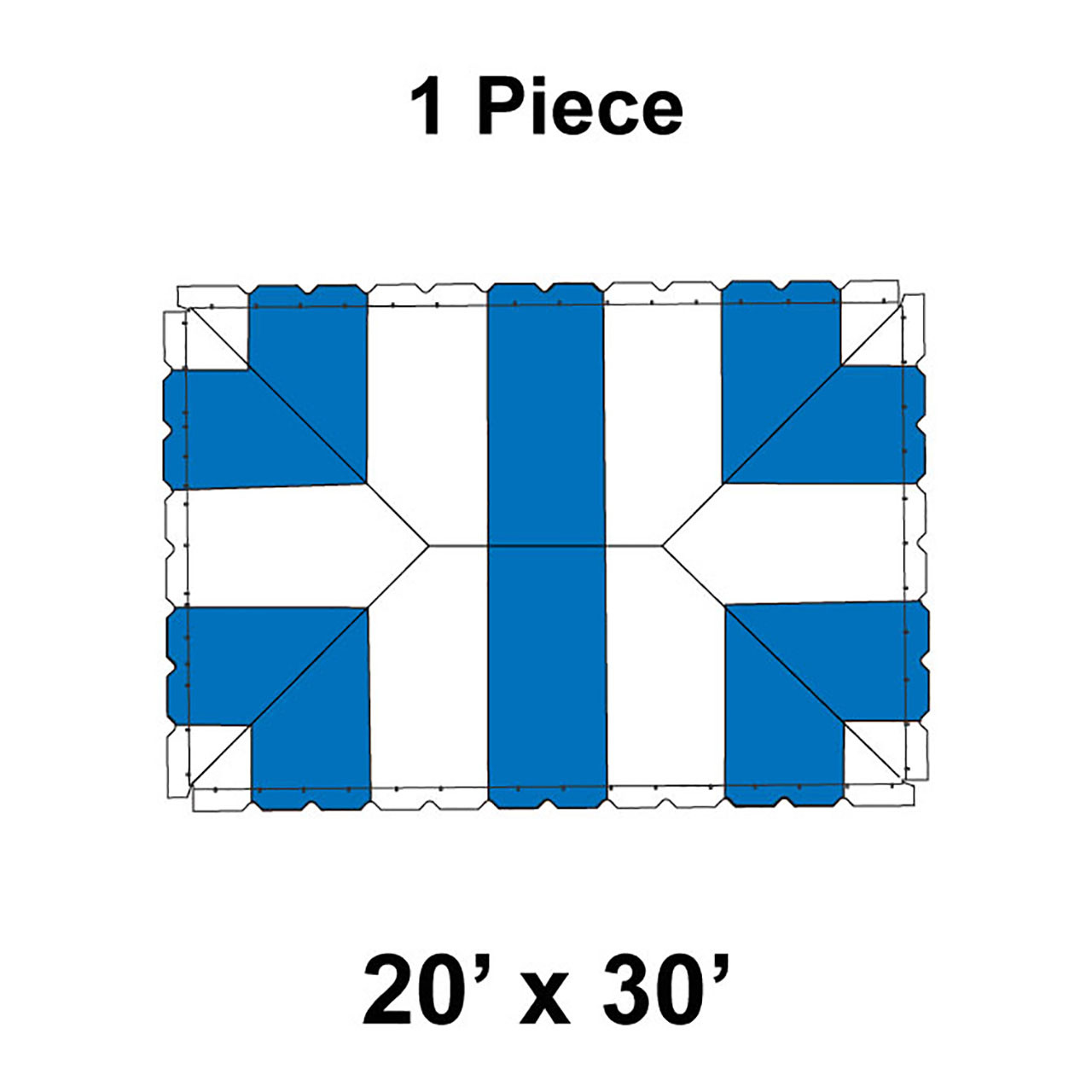 20' x 30' Classic Frame Tent, 1 Piece, 16 oz. Ratchet Top