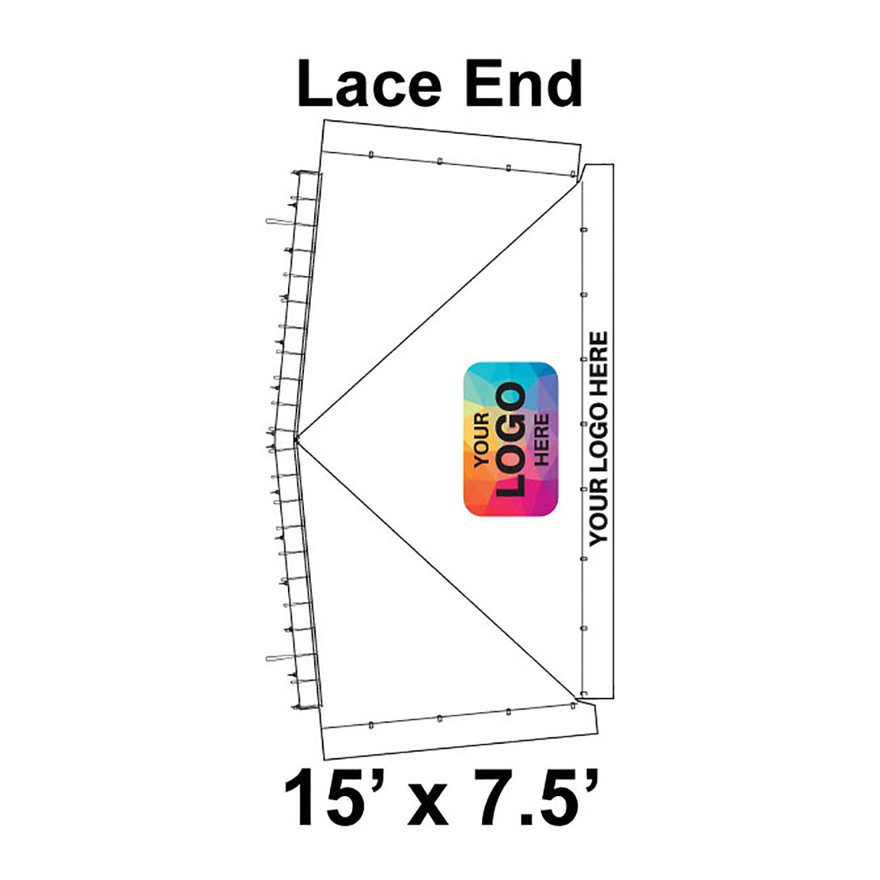 15' x 7.5' Classic Frame Tent Top, Lace End