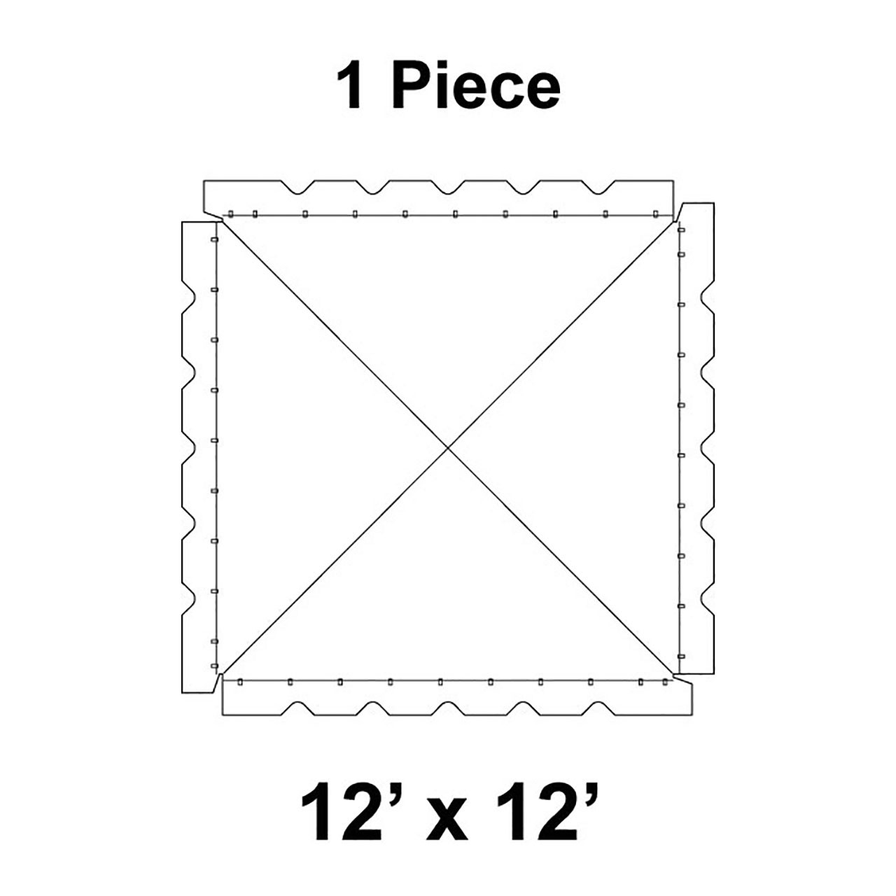 12' x 12' Classic Frame Tent, 1 Piece, 16 oz. Ratchet Top Replacement