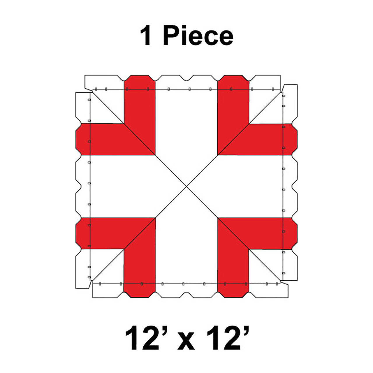 12' x 12' Classic Frame Tent, 1 Piece, 16 oz. Ratchet Top Replacement