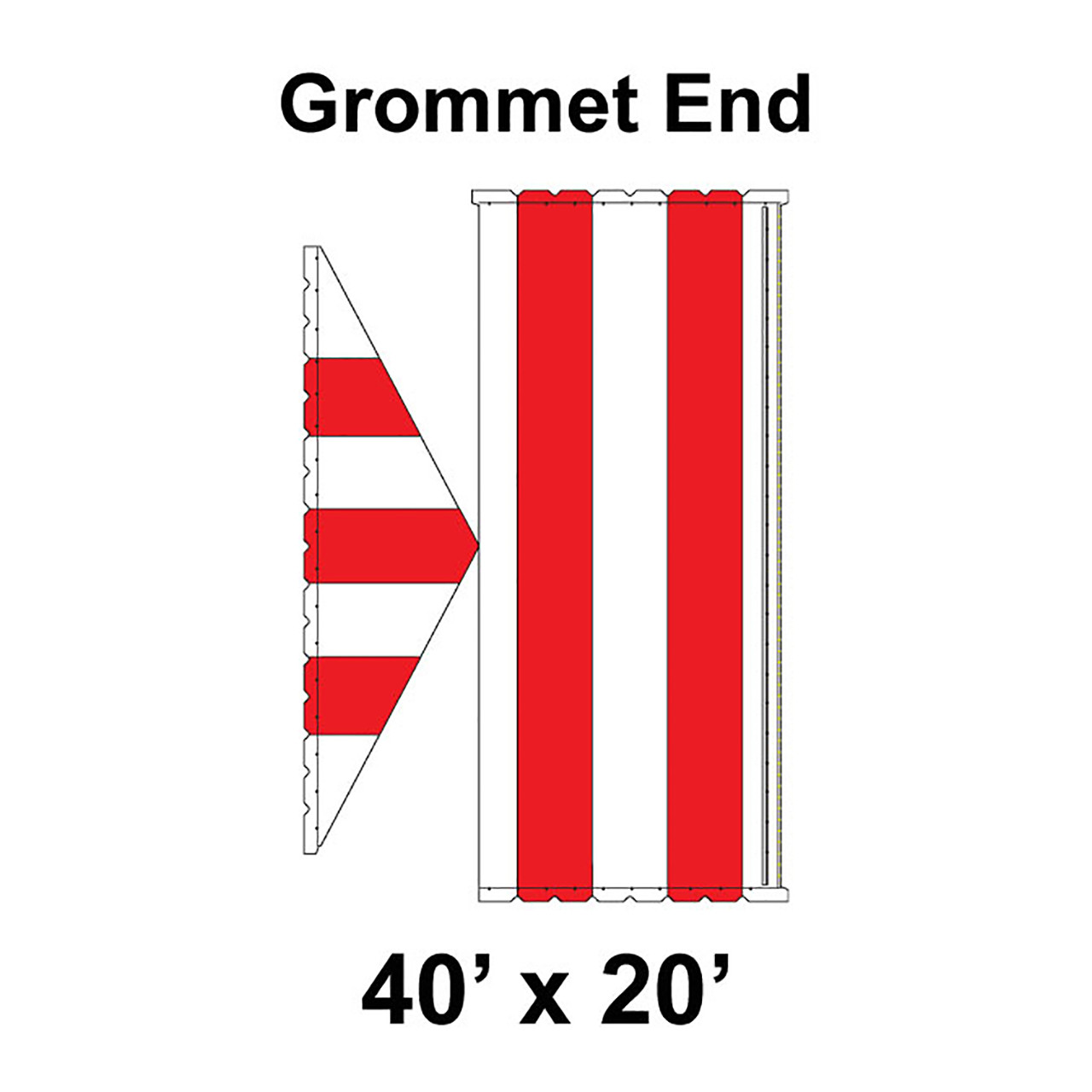 40' x 20' Classic Gable Frame Tent Top, Grommet End