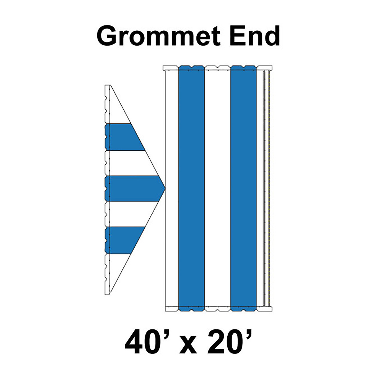 40' x 20' Classic Gable Frame Tent Top, Grommet End