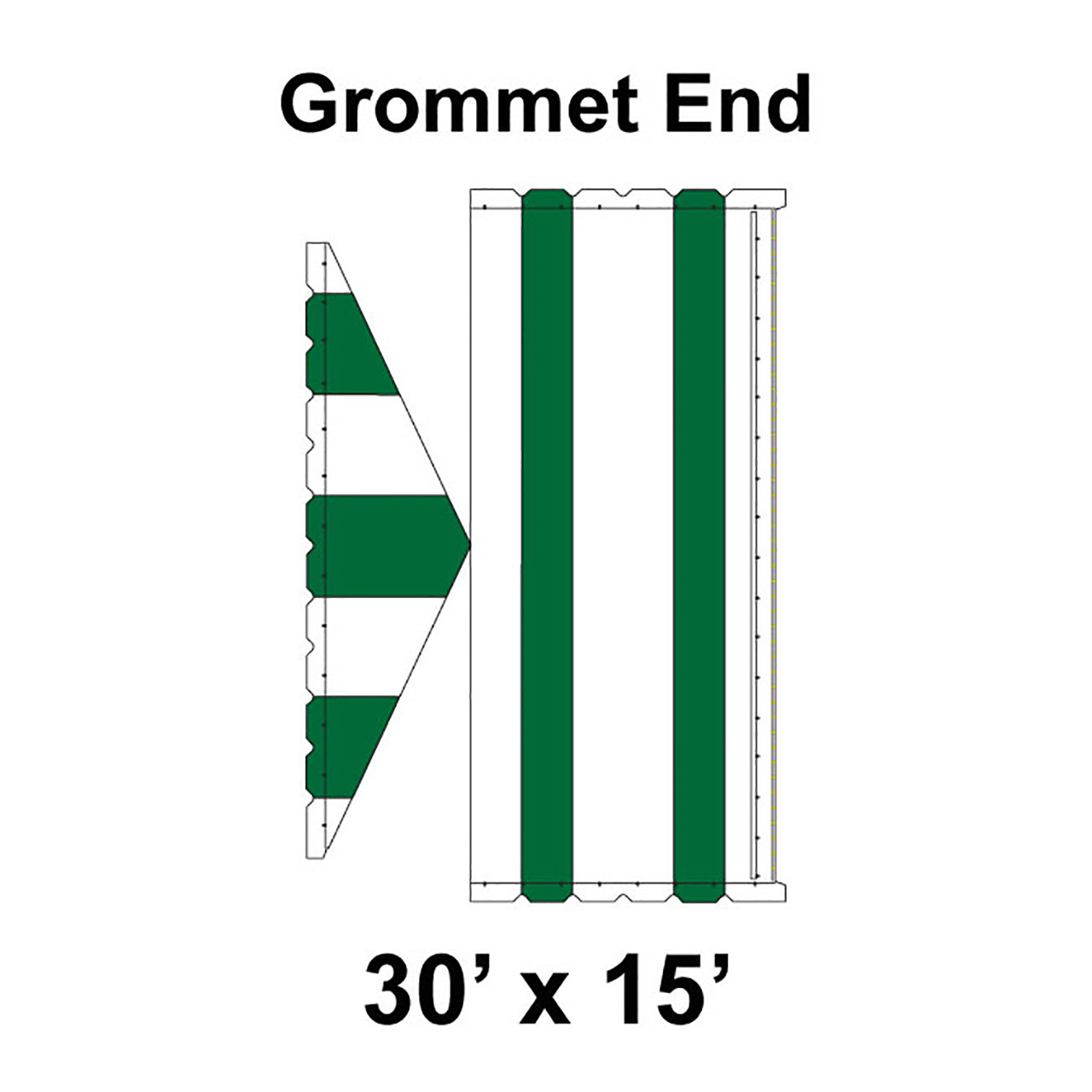 30' x 15' Classic Gable Frame Tent Top, Grommet End
