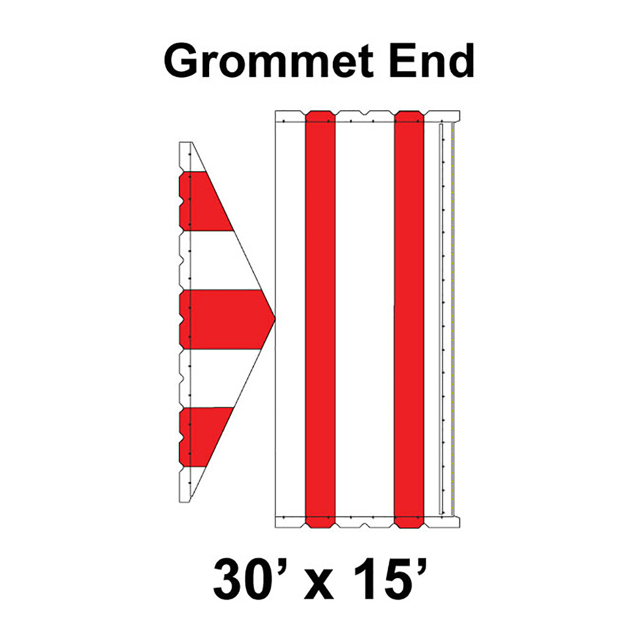 30' x 15' Classic Gable Frame Tent Top, Grommet End