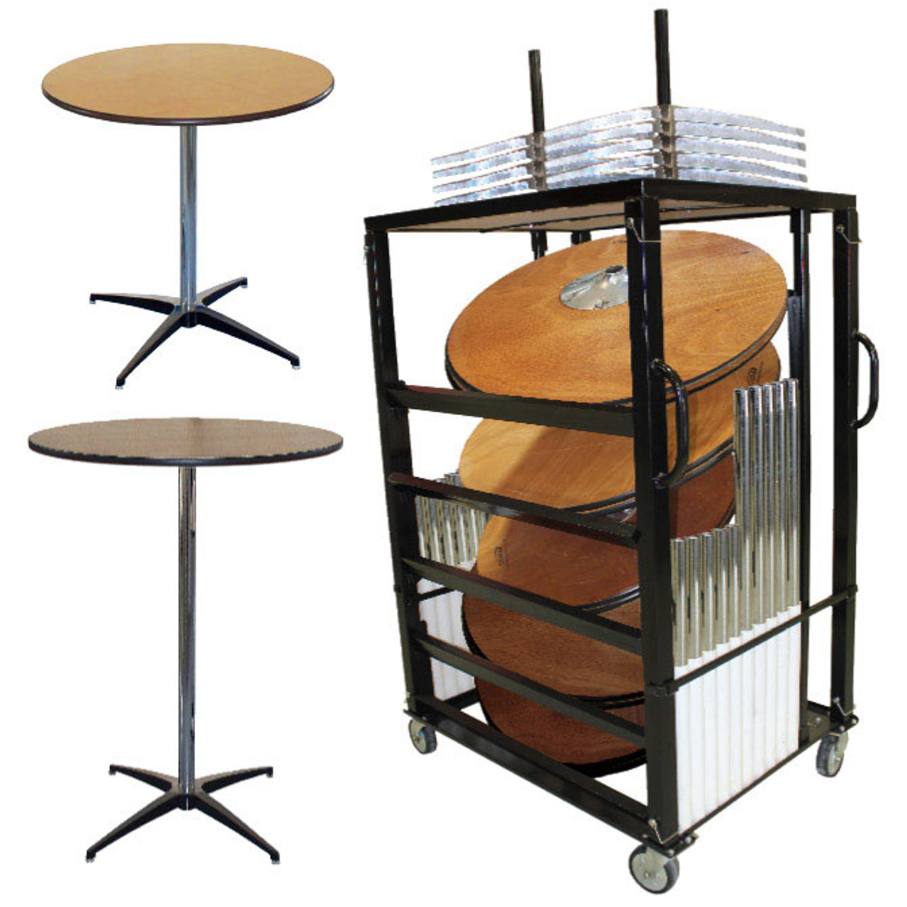 30" Pedestal Tables x10 W/Cart