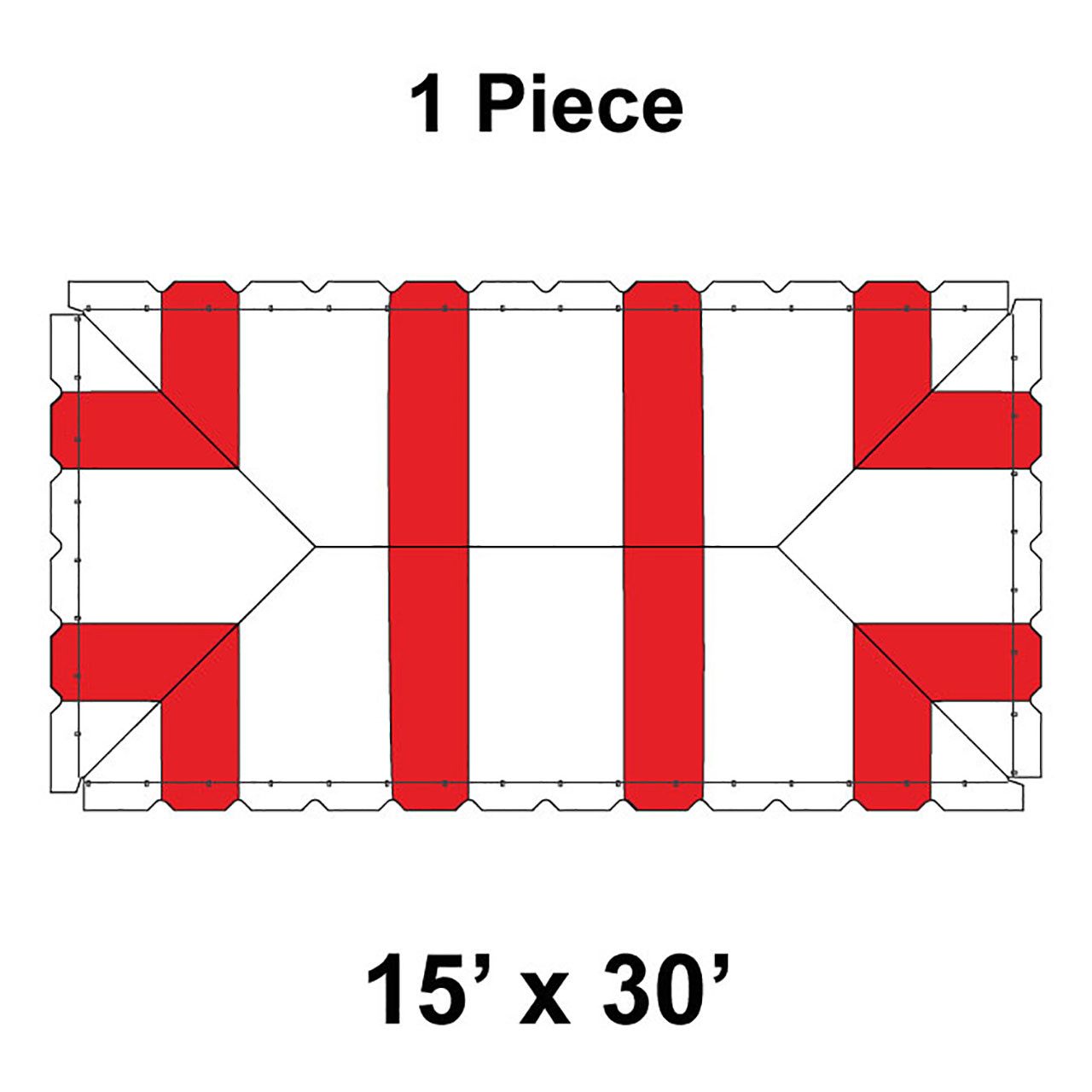 15' x 30' Classic Pole Tent, 1 Piece, 16 oz. Ratchet Top Replacement