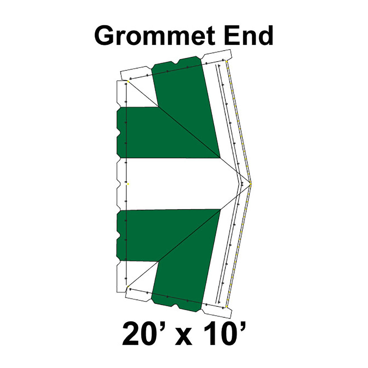 20' x 10' Classic Pole Tent Top, Grommet End