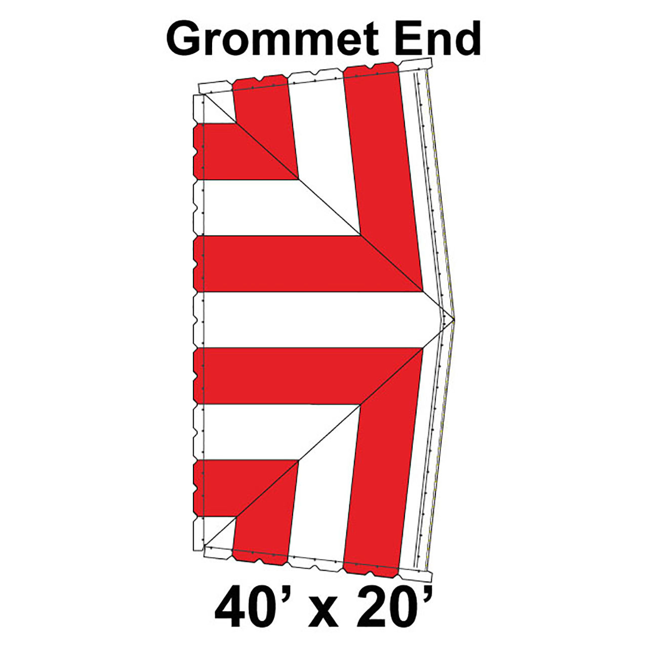 40' x 20' Classic Pole Tent Top, Grommet End