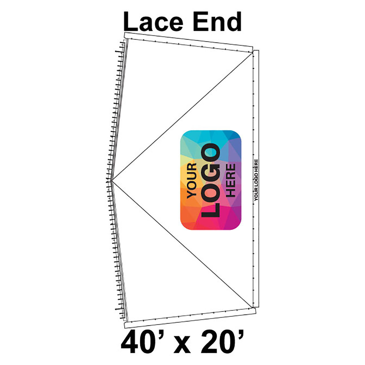 40' x 20' Classic Pole Tent Top, Lace End