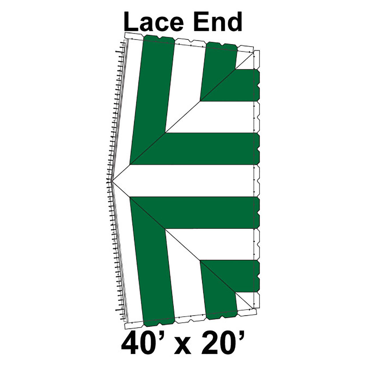 40' x 20' Classic Pole Tent Top, Lace End