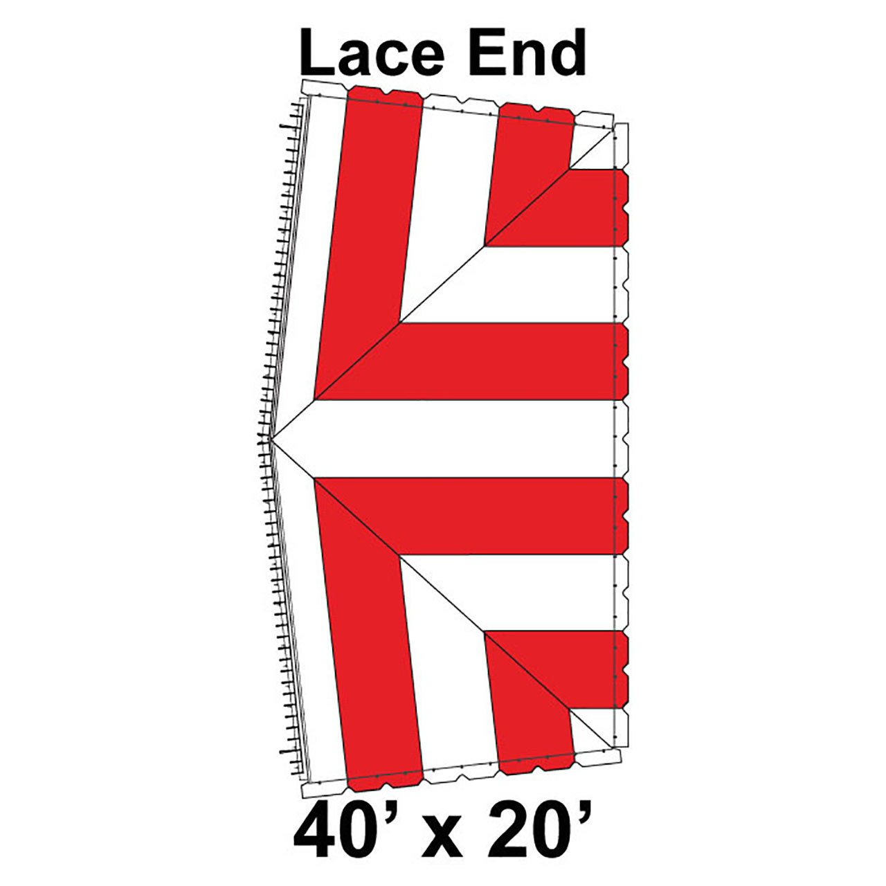 40' x 20' Classic Pole Tent Top, Lace End