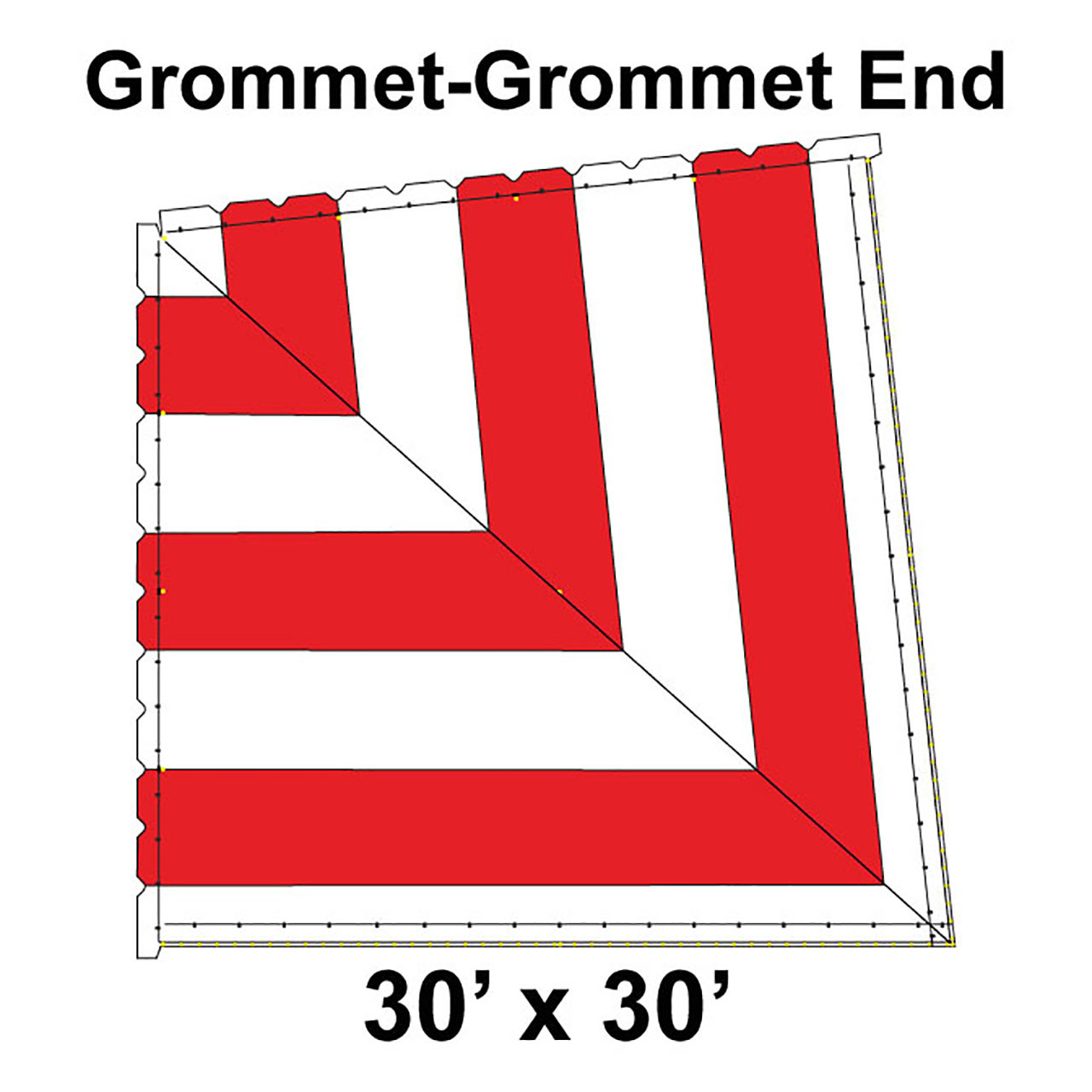 60' Classic Pole Tent Top, Grommet-Grommet End