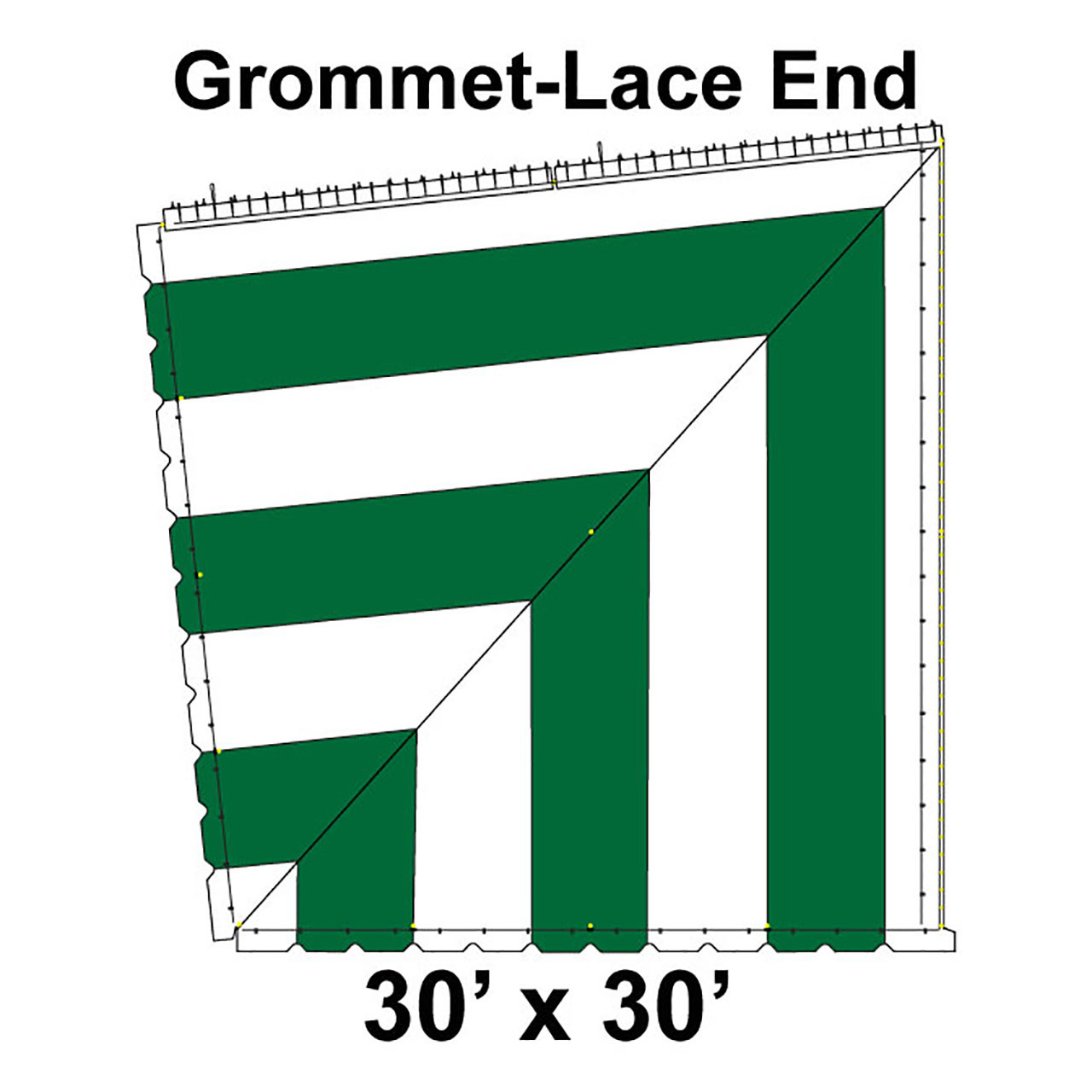 60' Classic Pole Tent Top, Grommet-Lace End