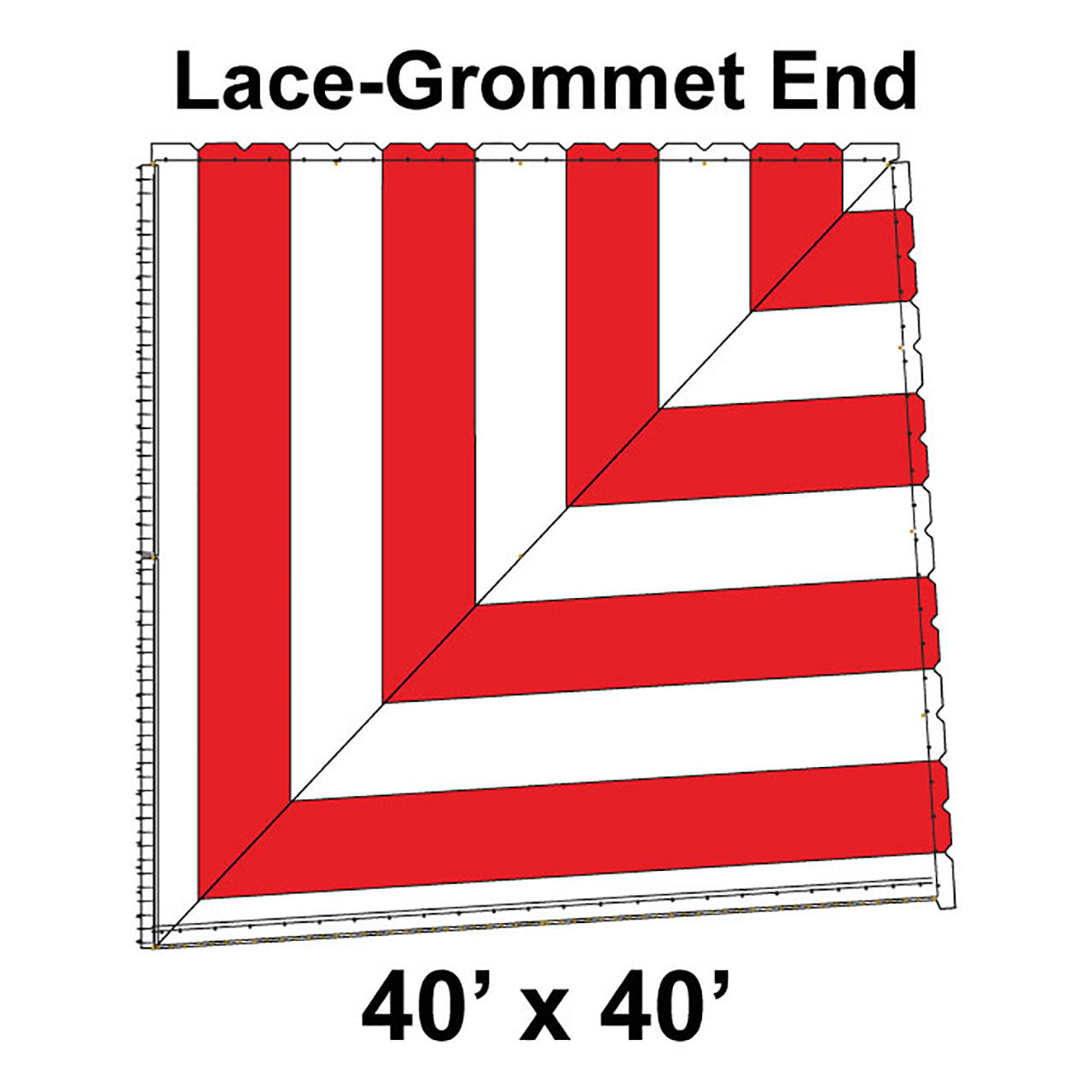 80' Classic Pole Tent Top, Lace-Grommet End