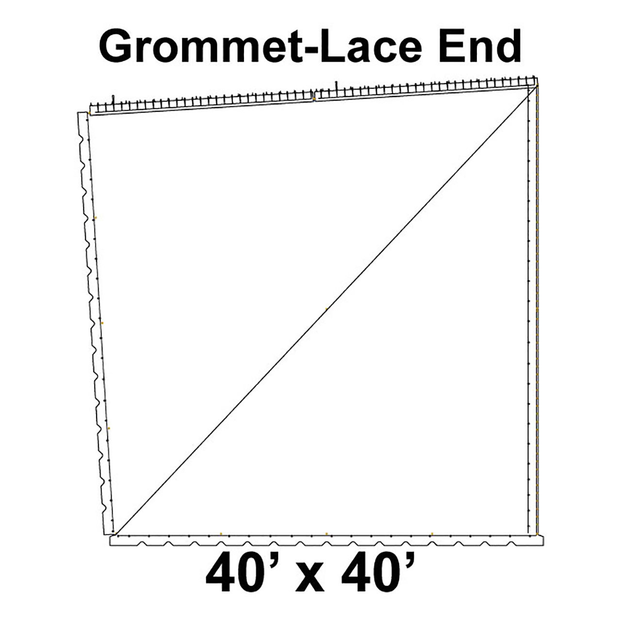 80' Classic Pole Tent Top, Grommet-Lace End