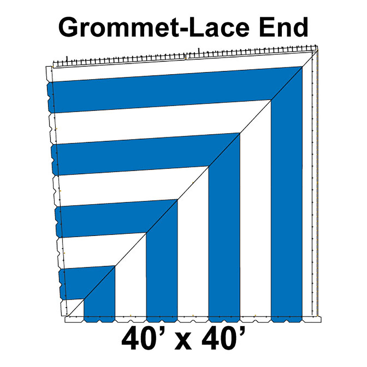 80' Classic Pole Tent Top, Grommet-Lace End