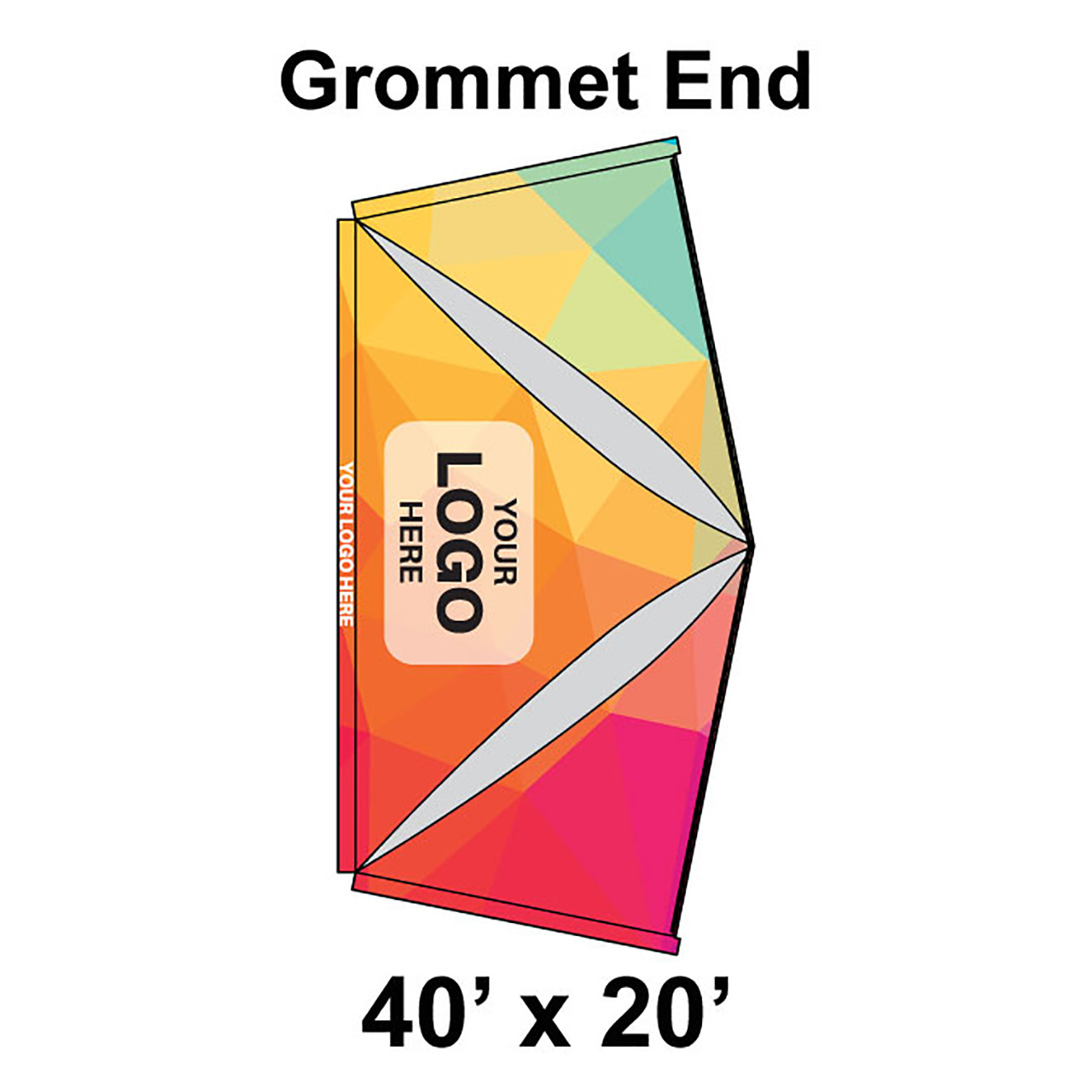 40' x 20' Premiere I Series High Peak Pole Tent Top, Grommet End