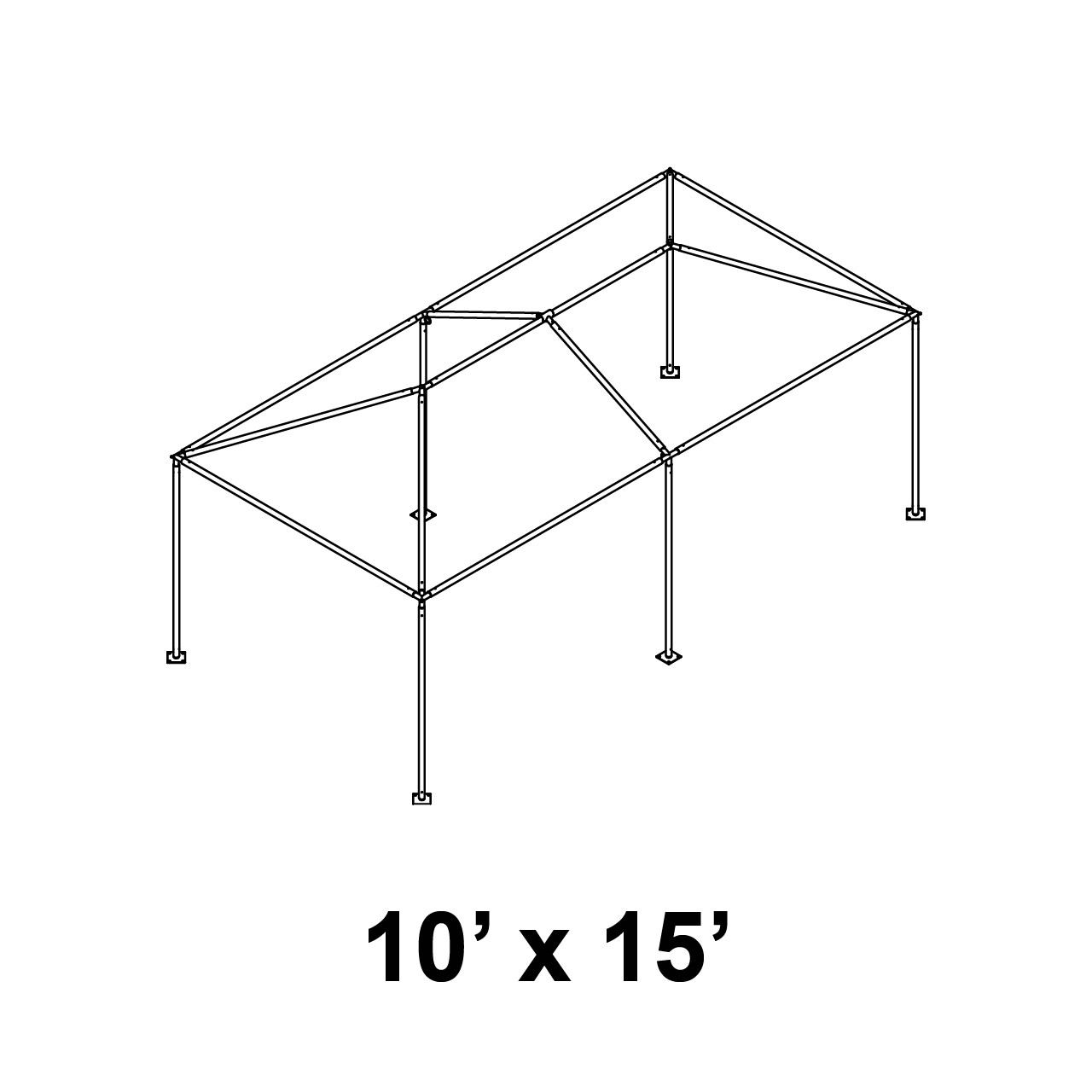 10' x 15' Classic Frame Aluminum Single Tube 9' Pole and Fitting Kit